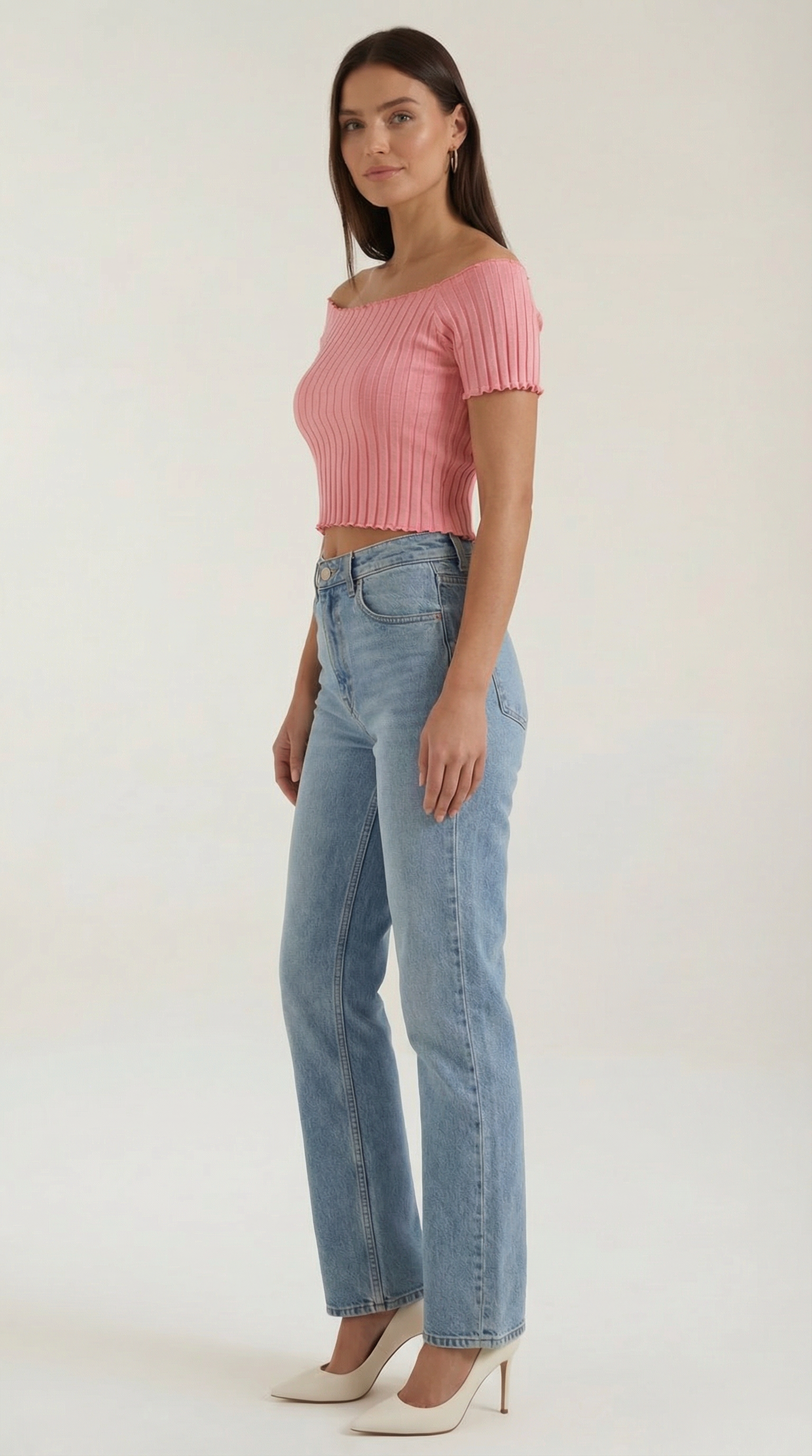 Top Corto Donna a Righe Scollo Quadrato Femminile