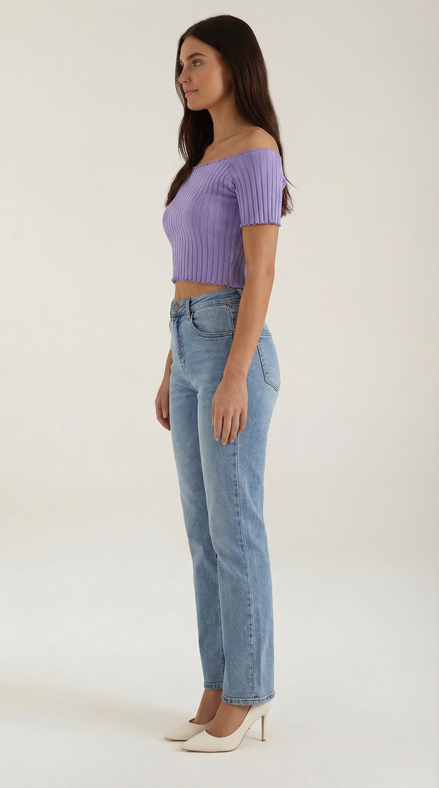 Top Corto Donna a Righe Scollo Quadrato Femminile
