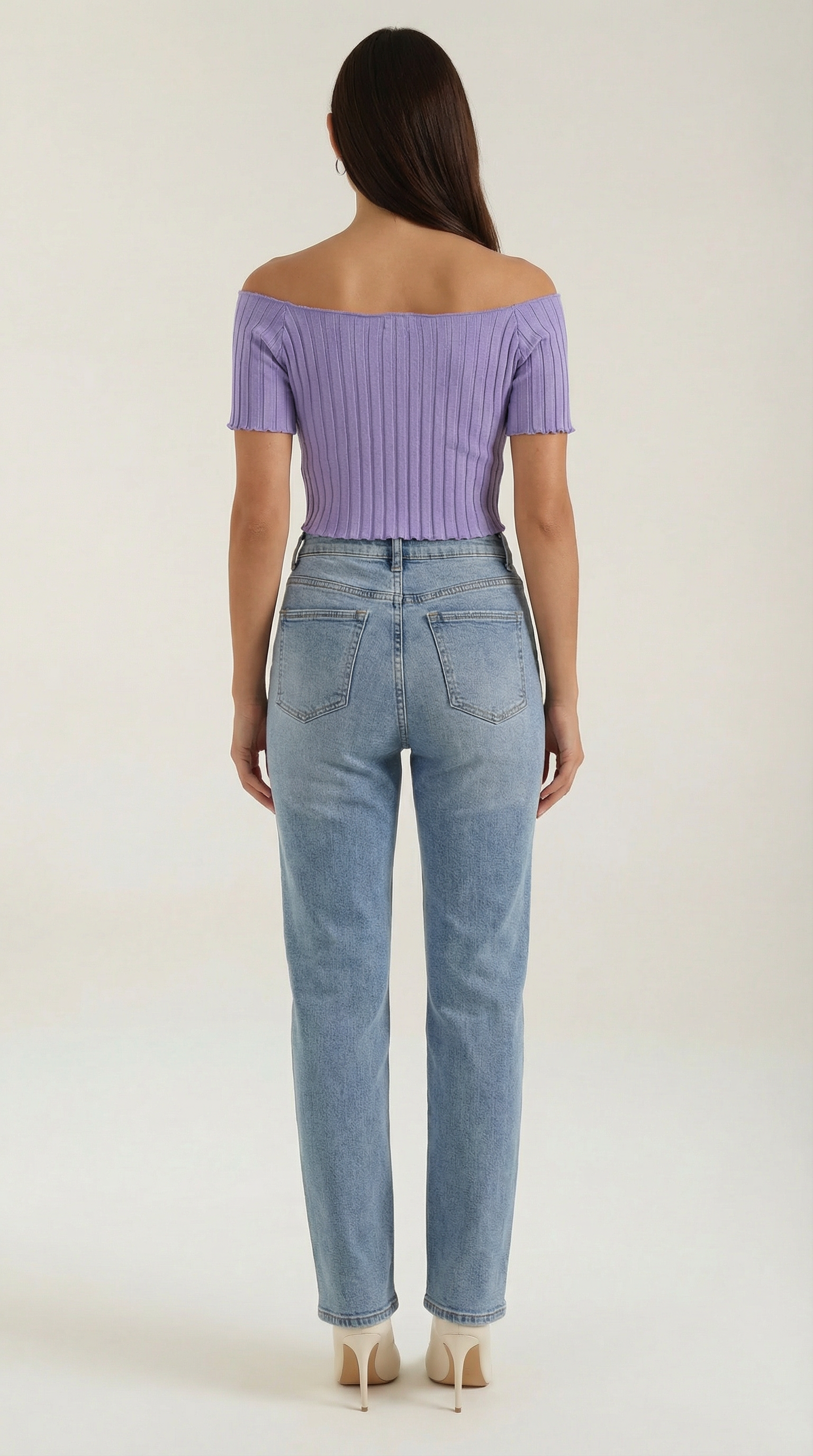 Top Corto Donna a Righe Scollo Quadrato Femminile