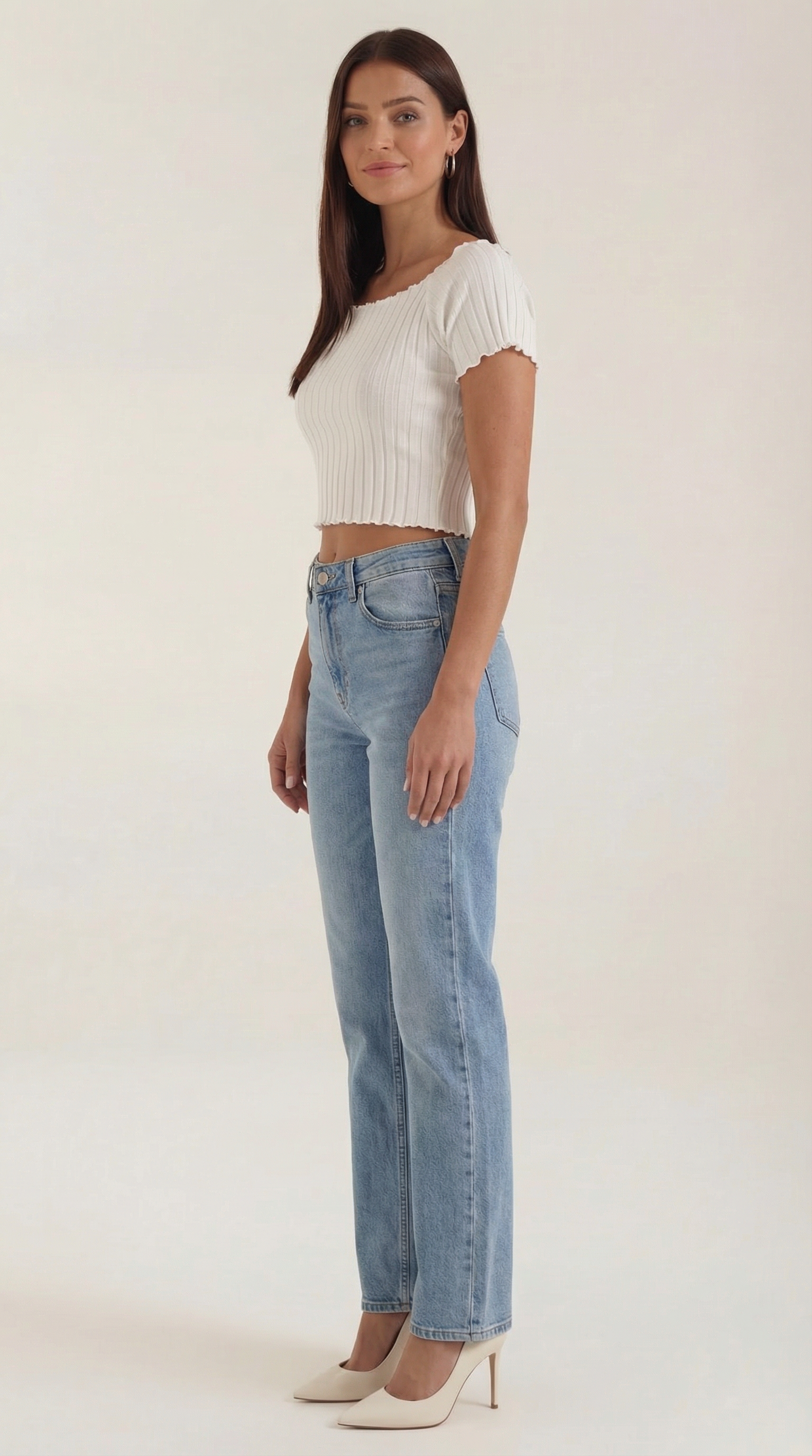 Top Corto Donna a Righe Scollo Quadrato Femminile