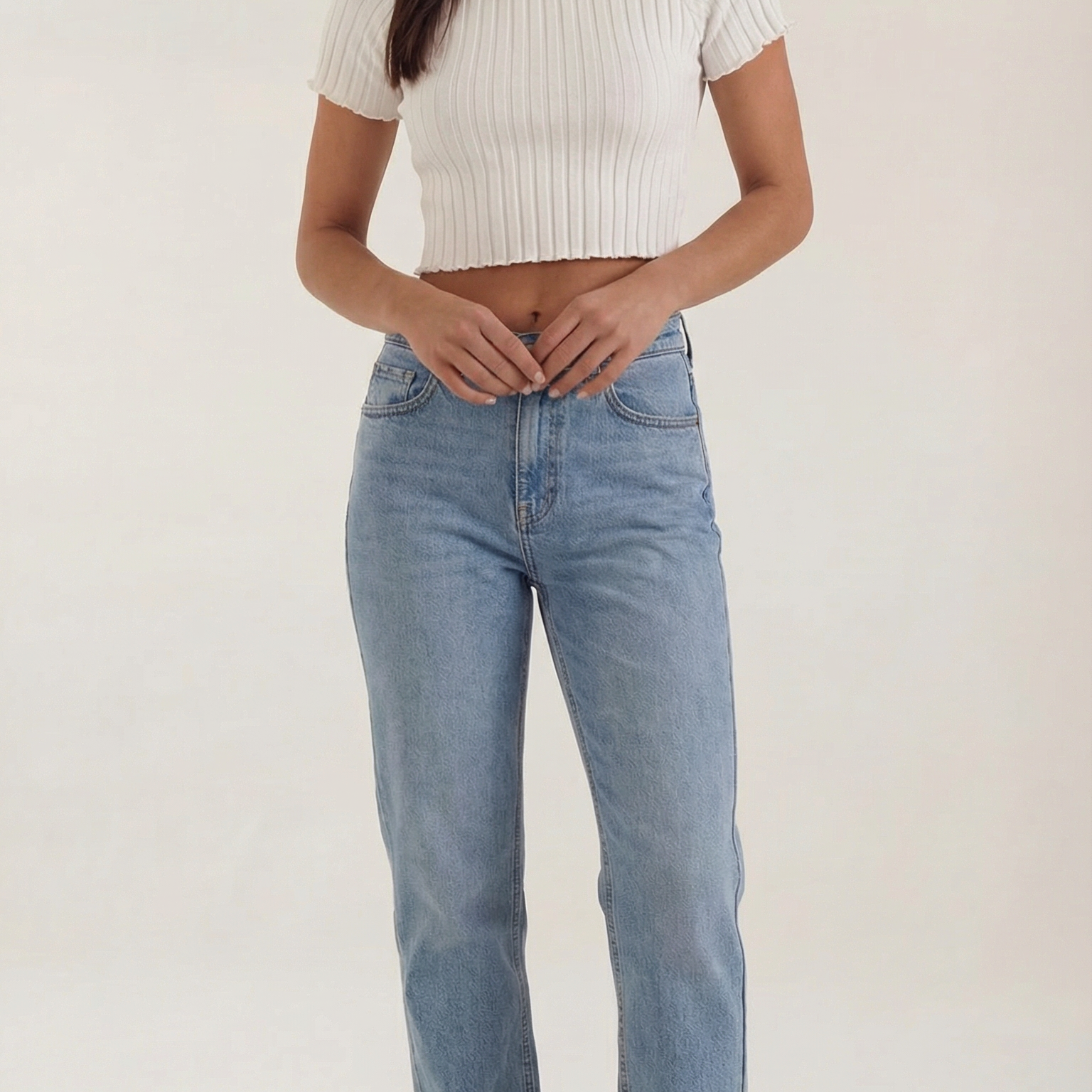 Top Corto Donna a Righe Scollo Quadrato Femminile