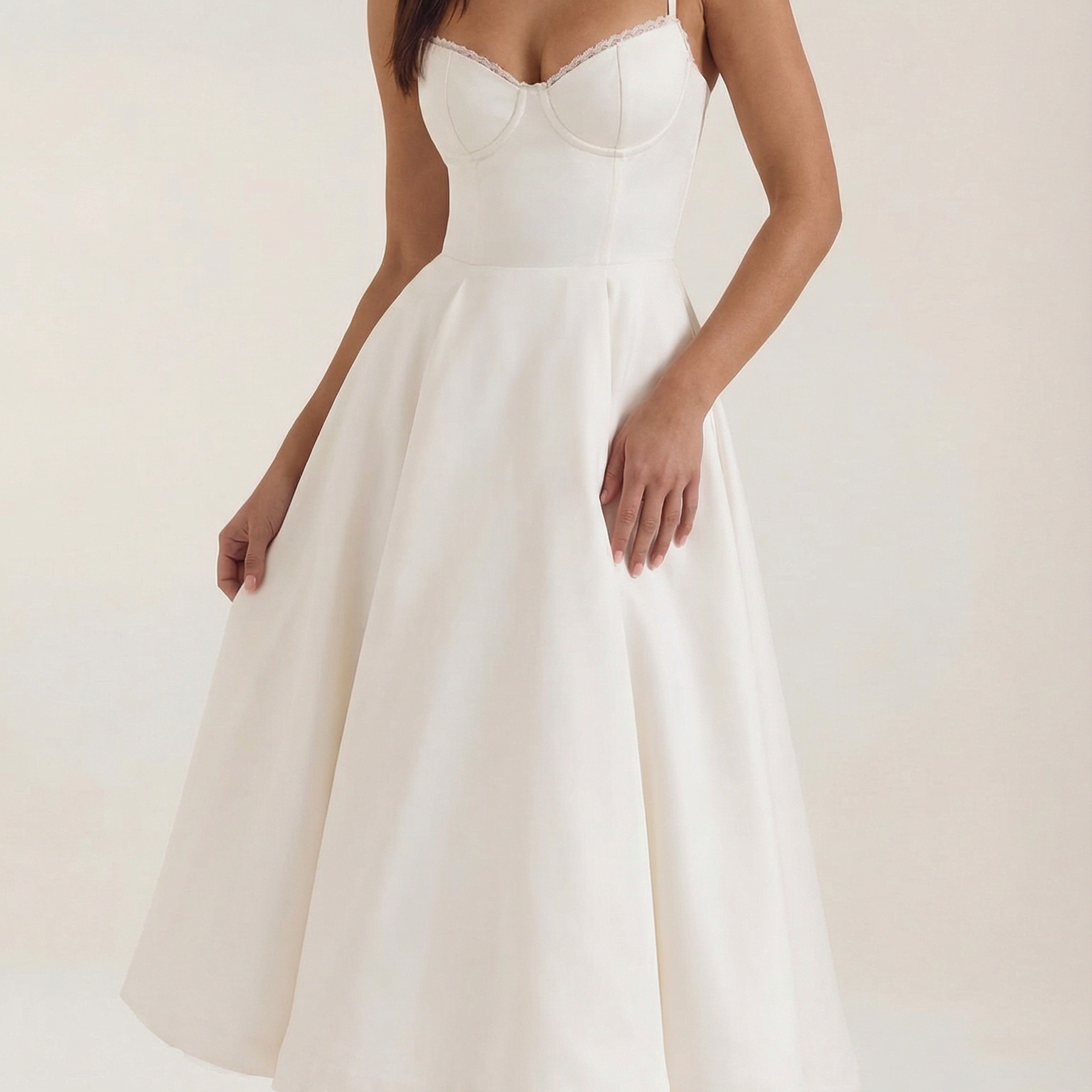 Abito Midi Donna in Tulle Scollo a Cuore Rétro Cocktail