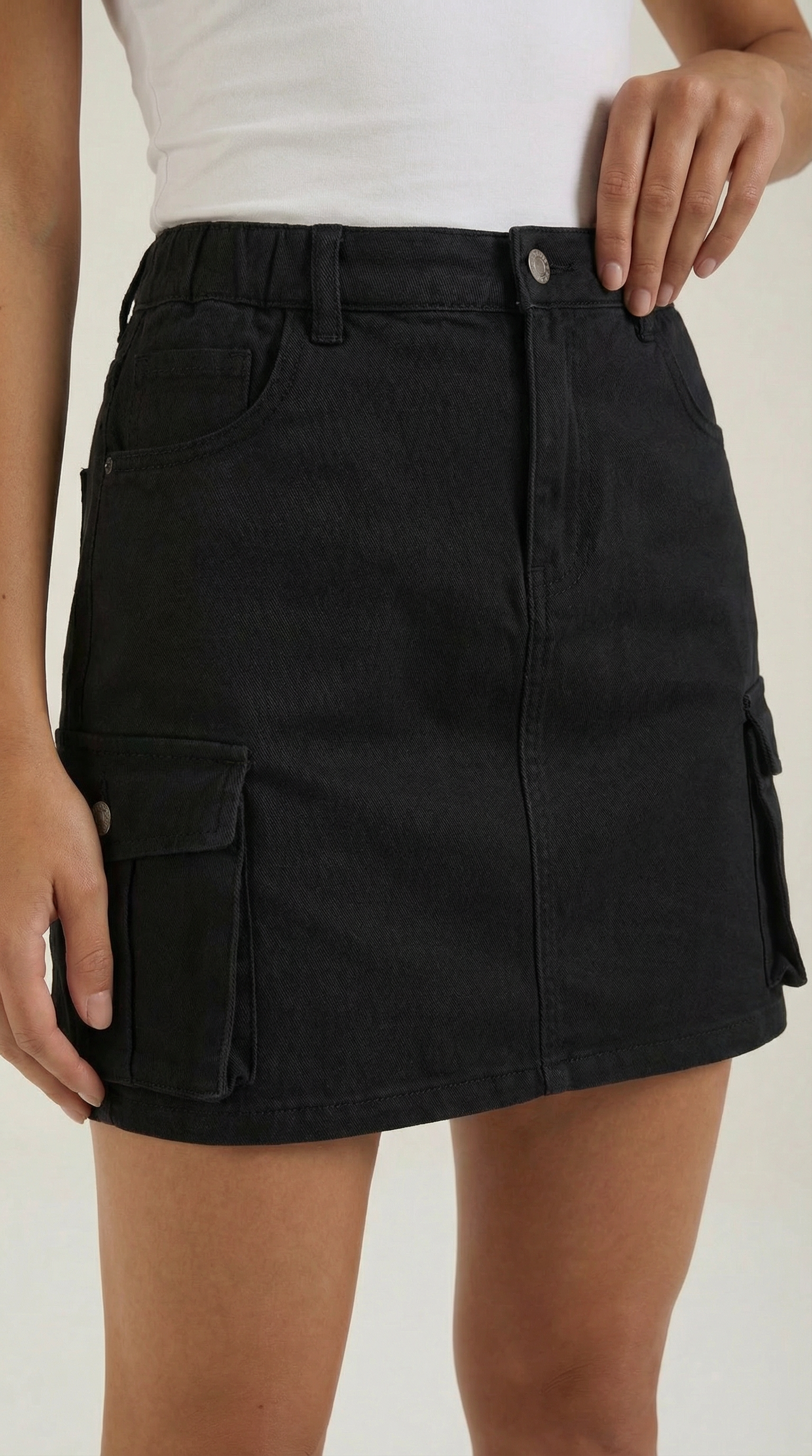 Gonna Cargo Donna Mini Tasche Urban Tessuto Premium