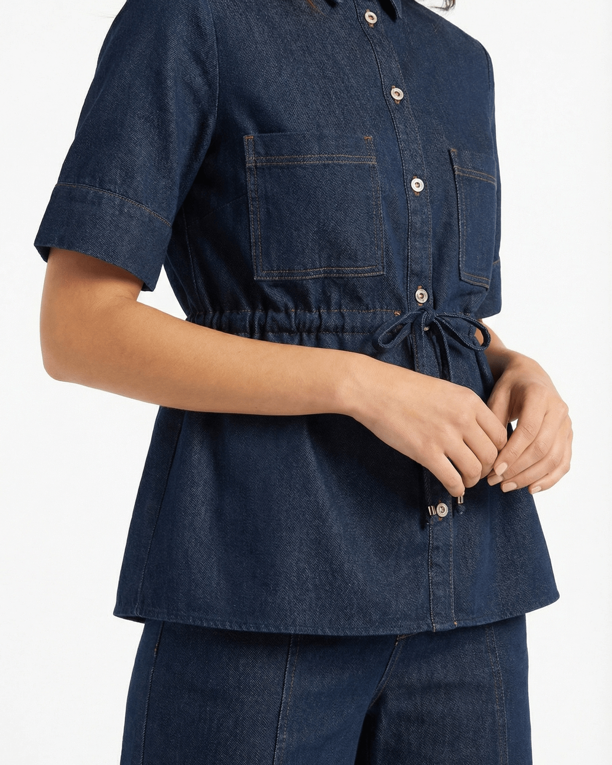 Aurazio Pantaloni in Denim a Gamba Larga da Donna
