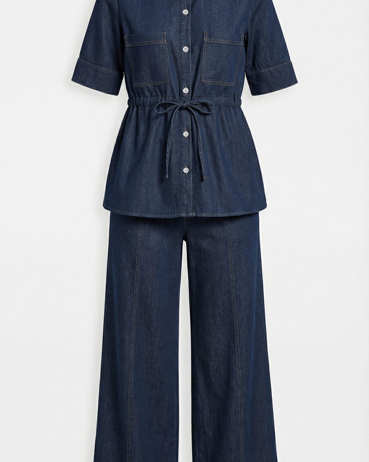 Aurazio Pantaloni in Denim a Gamba Larga da Donna