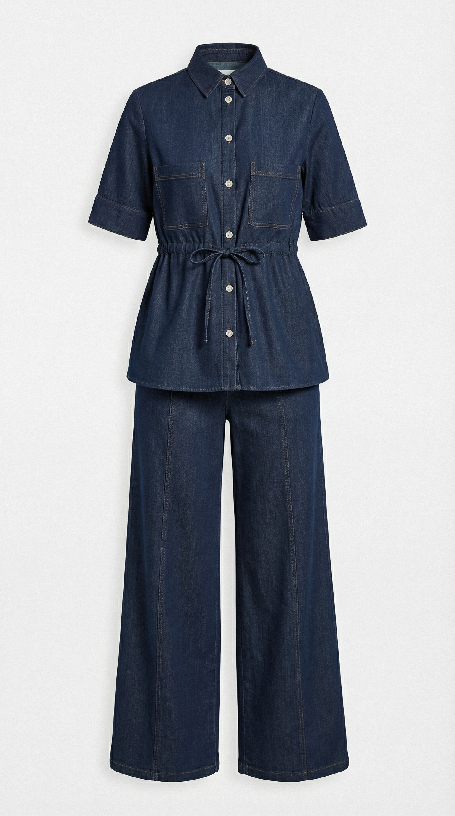 Top Donna Coordinato in Denim Colletto Classico