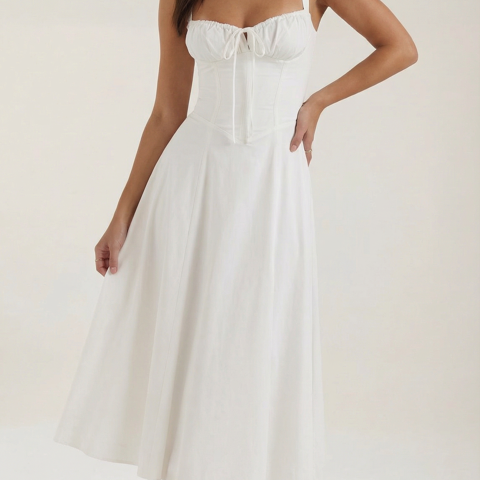 Abito Midi Donna con Allacciatura Femminile Estivo