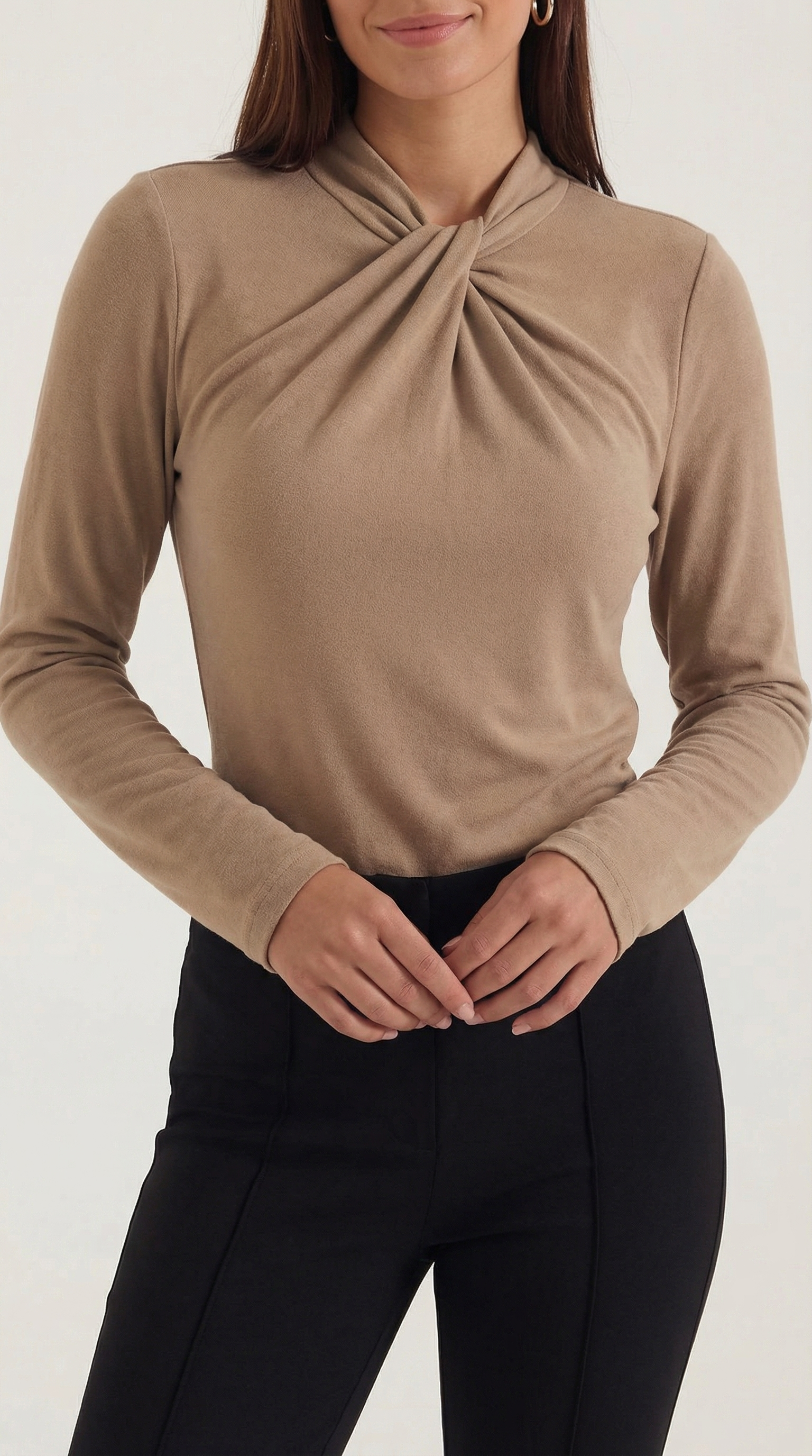 Aurazio Blusa con Nodo al Collo Alto da Donna
