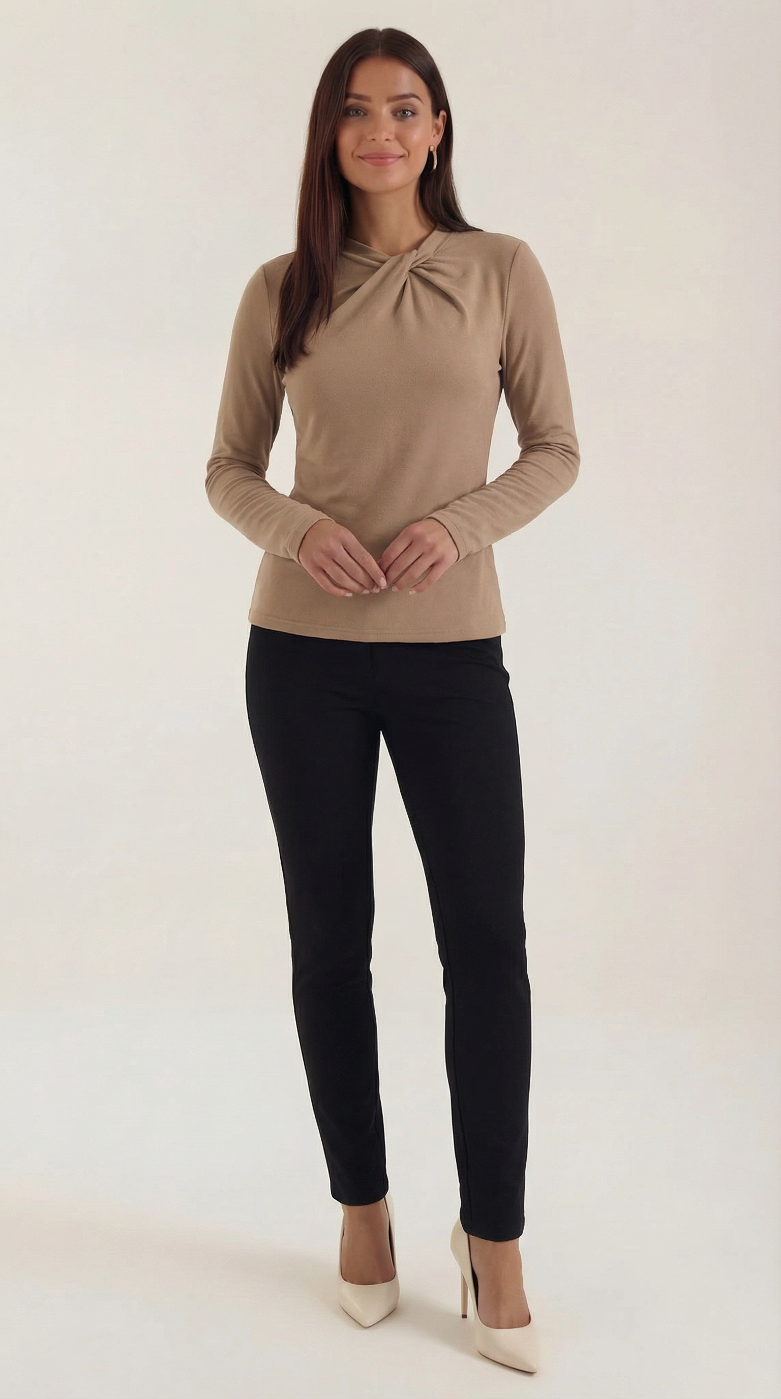Aurazio Blusa con Nodo al Collo Alto da Donna