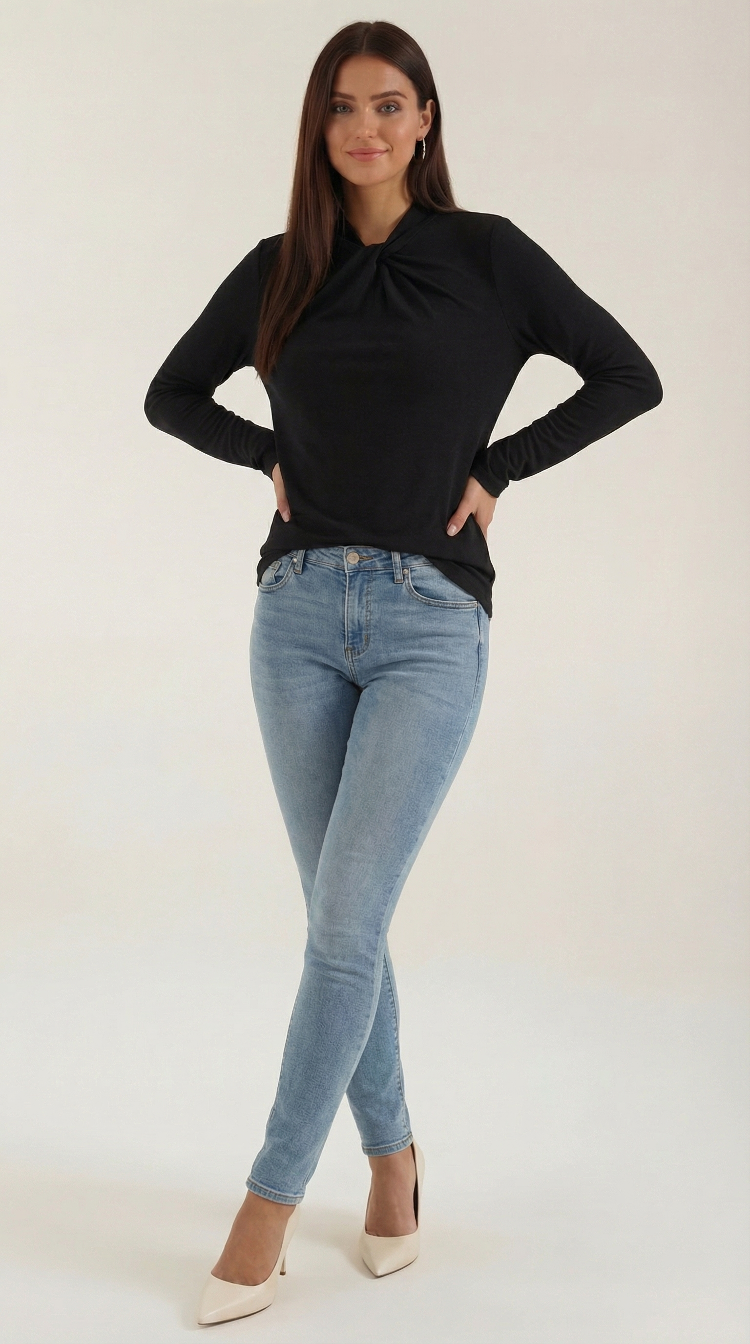 Aurazio Blusa con Nodo al Collo Alto da Donna