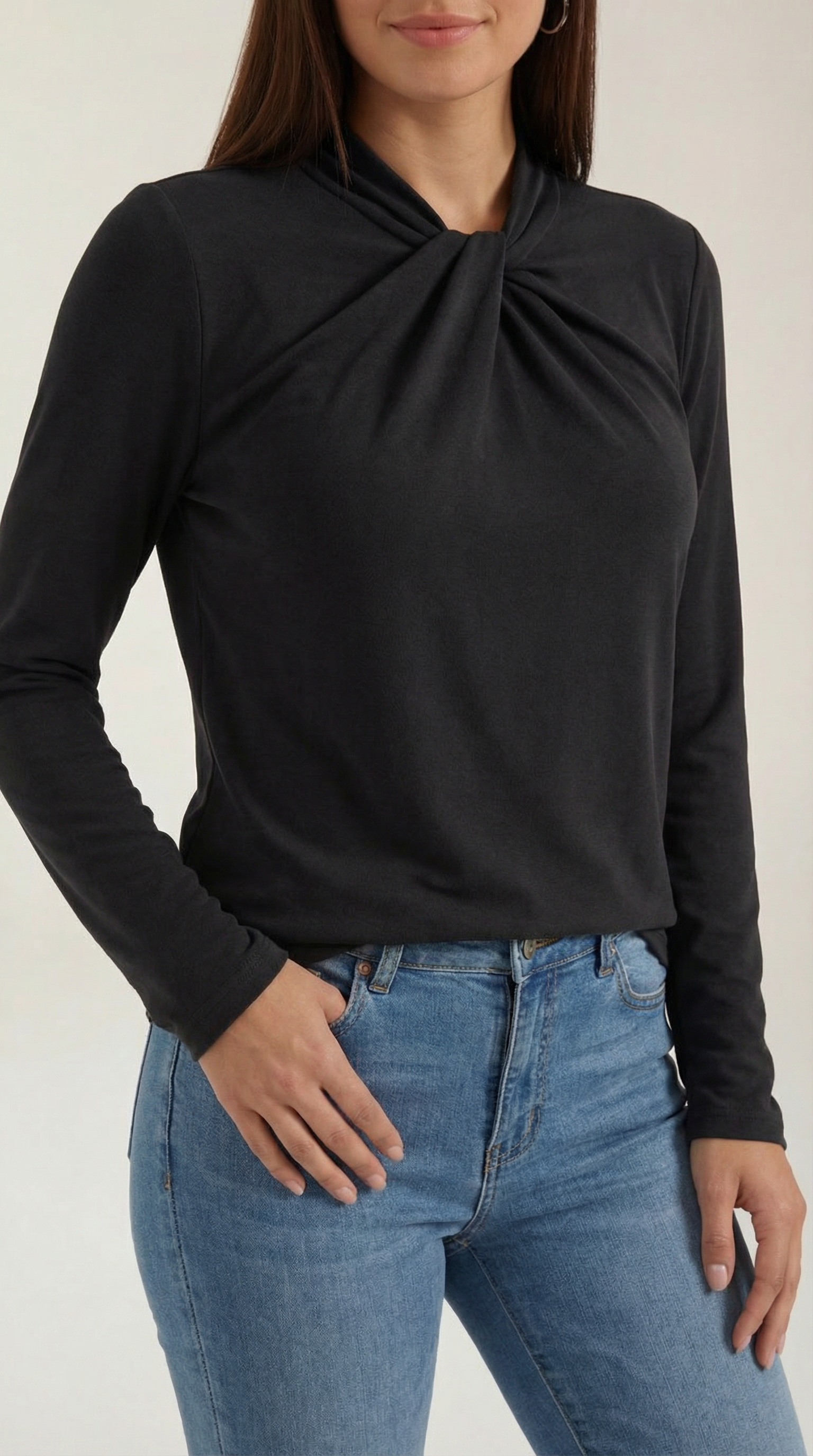 Aurazio Blusa con Nodo al Collo Alto da Donna