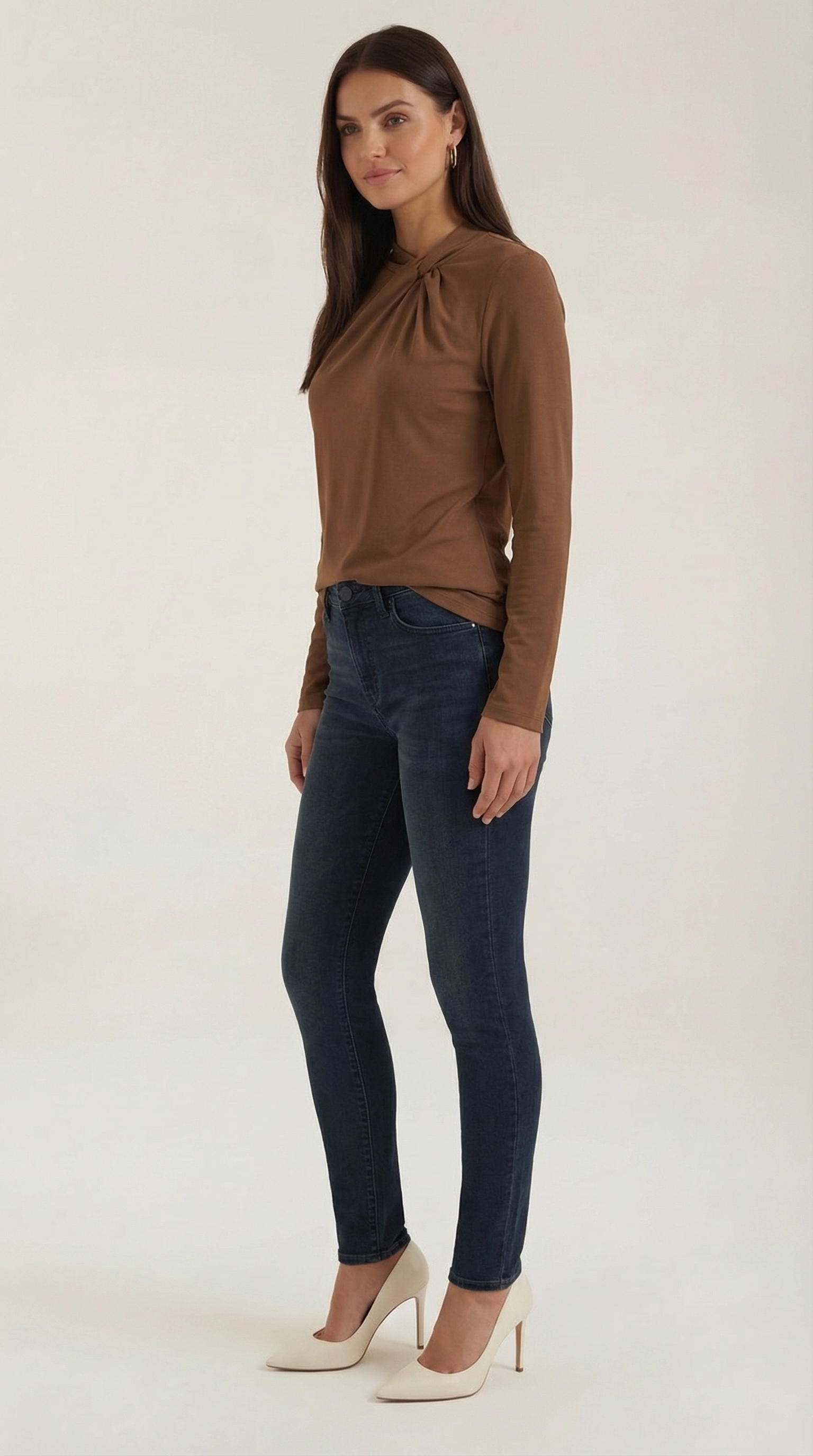 Aurazio Blusa con Nodo al Collo Alto da Donna