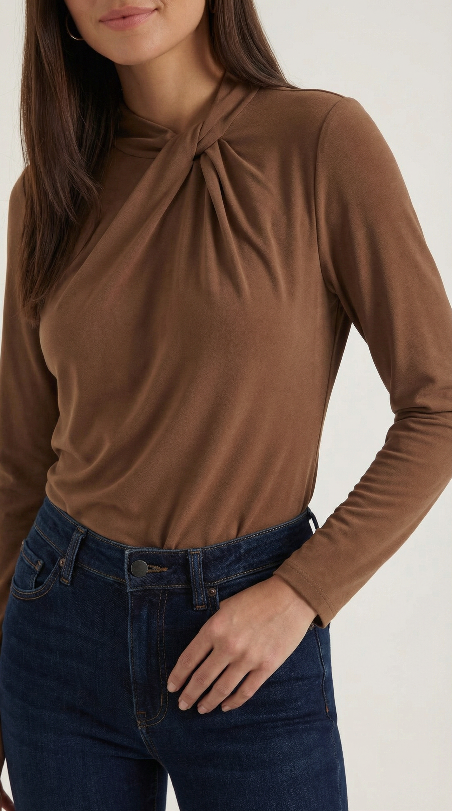 Aurazio Blusa con Nodo al Collo Alto da Donna