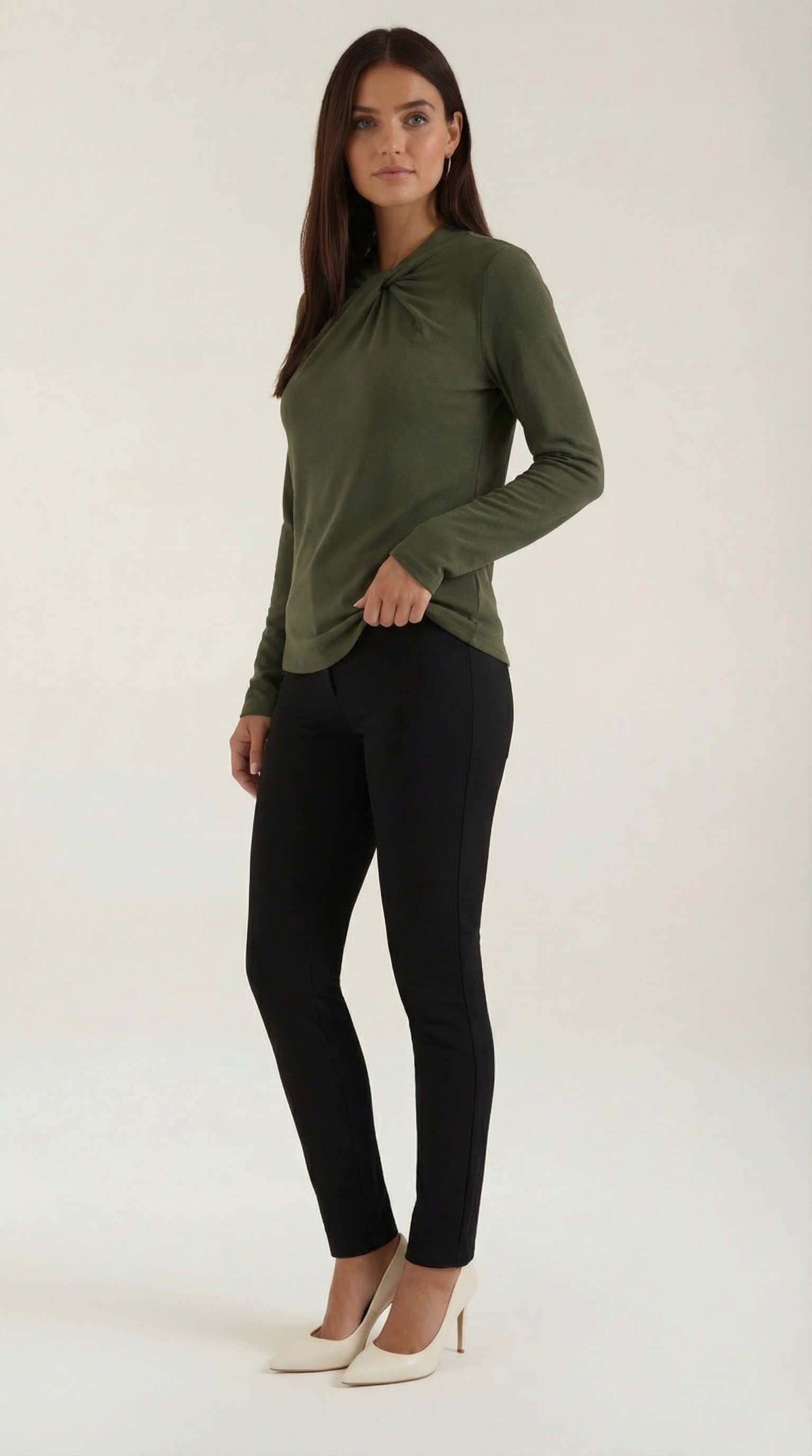 Aurazio Blusa con Nodo al Collo Alto da Donna