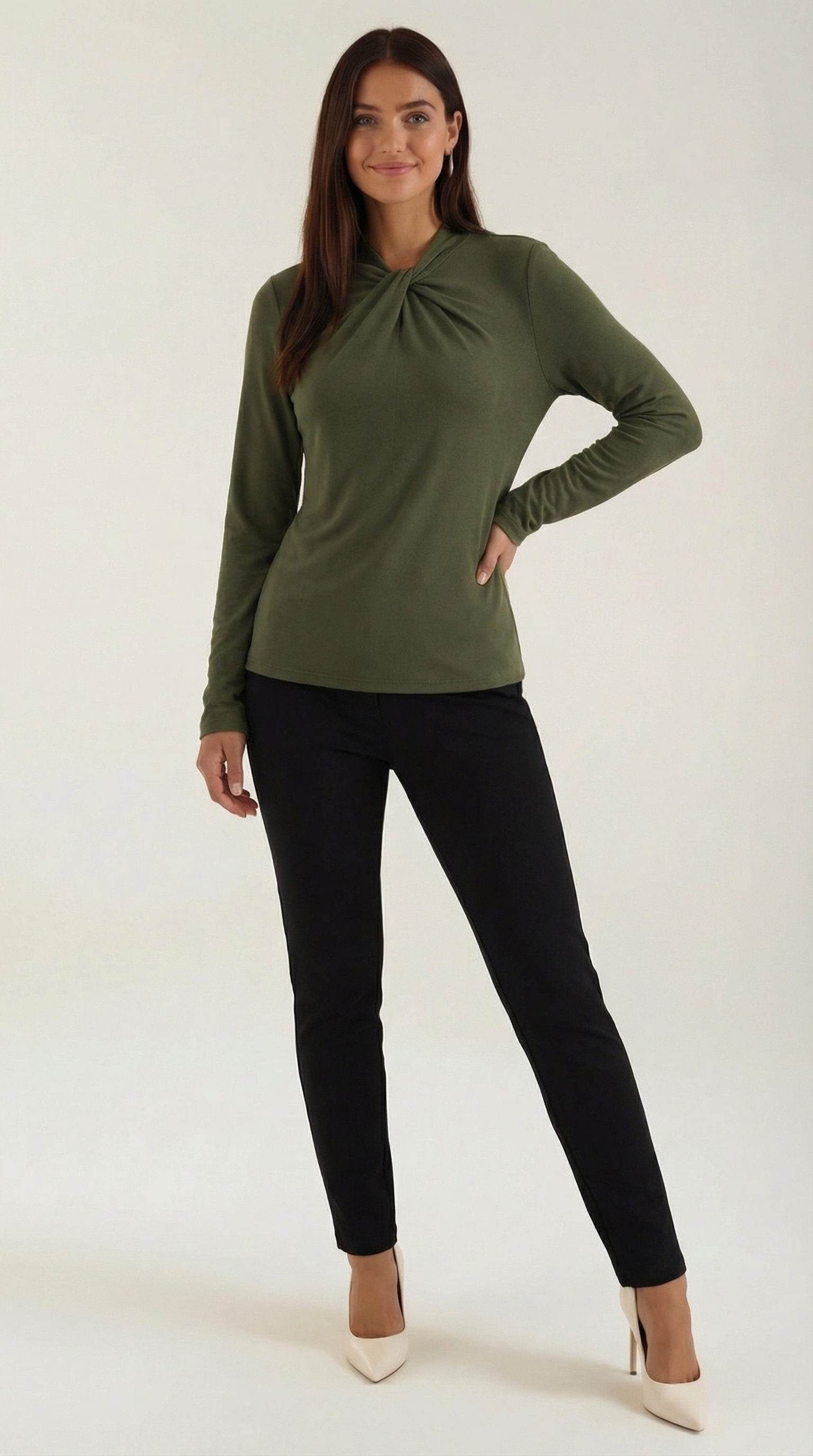 Aurazio Blusa con Nodo al Collo Alto da Donna