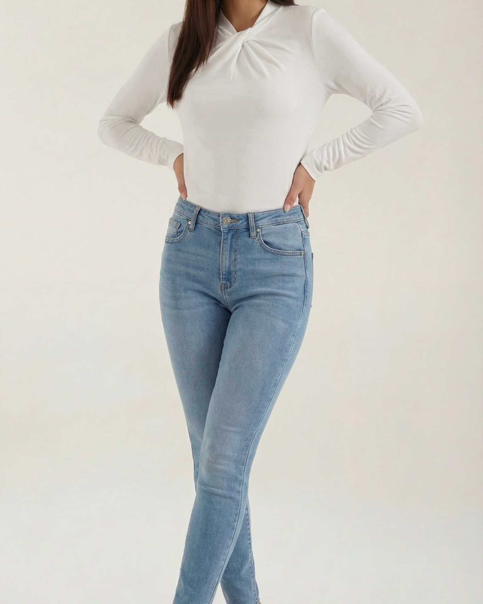 Blusa Donna con Nodo al Collo Alto Elegante Quotidiana
