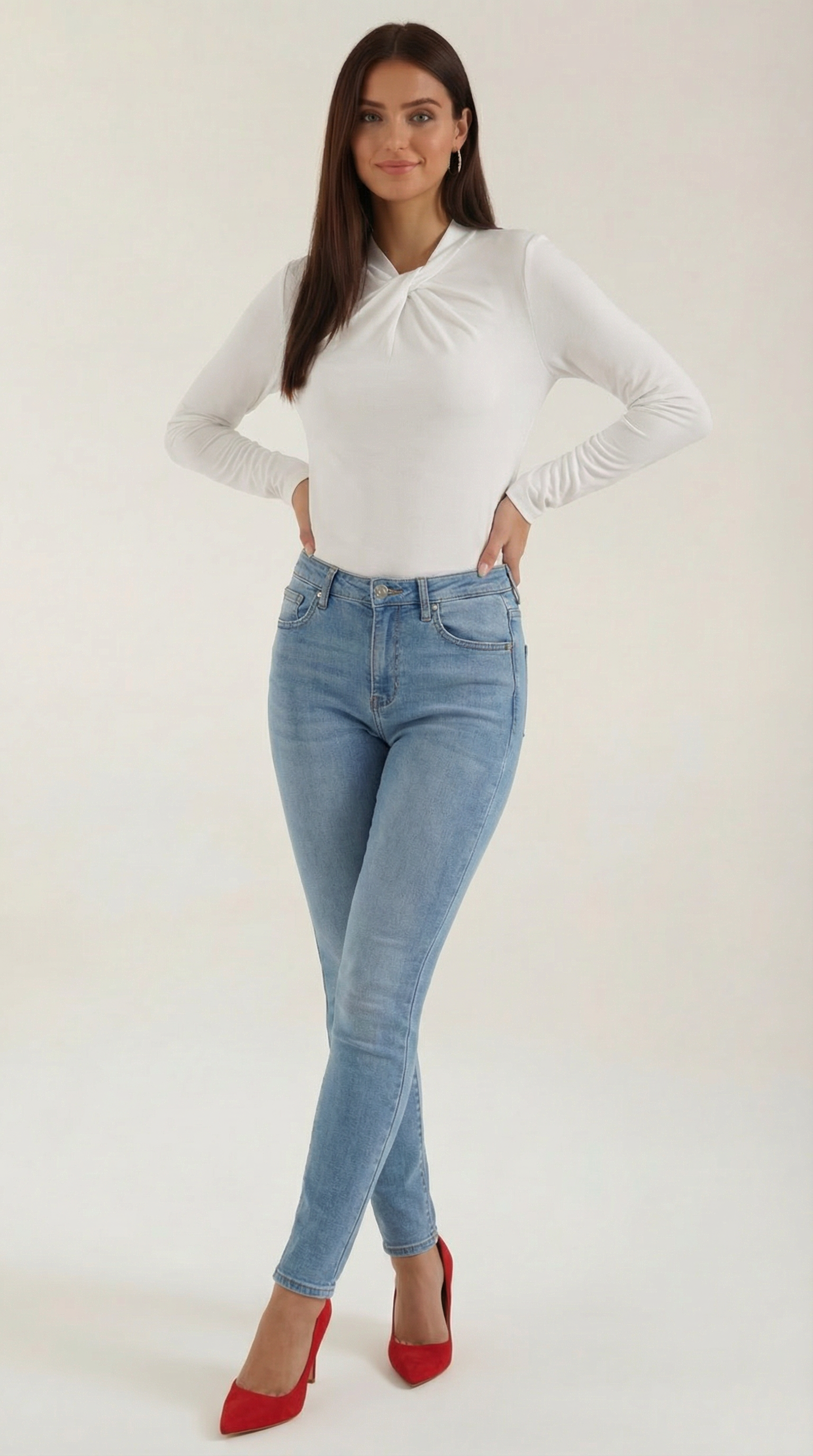 Aurazio Blusa con Nodo al Collo Alto da Donna