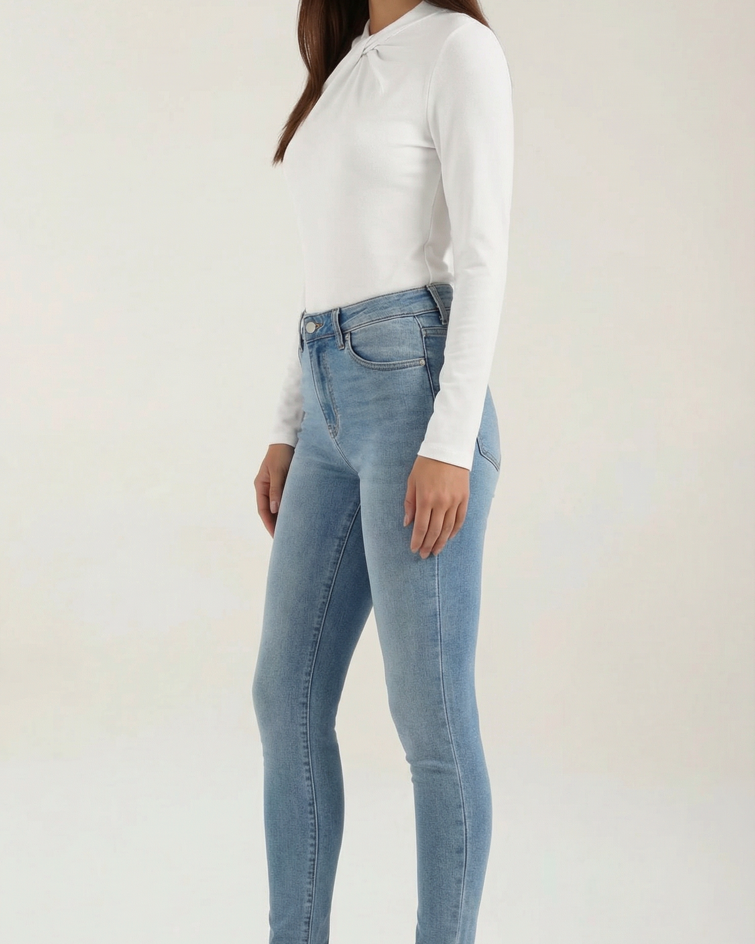 Blusa Donna con Nodo al Collo Alto Elegante Quotidiana
