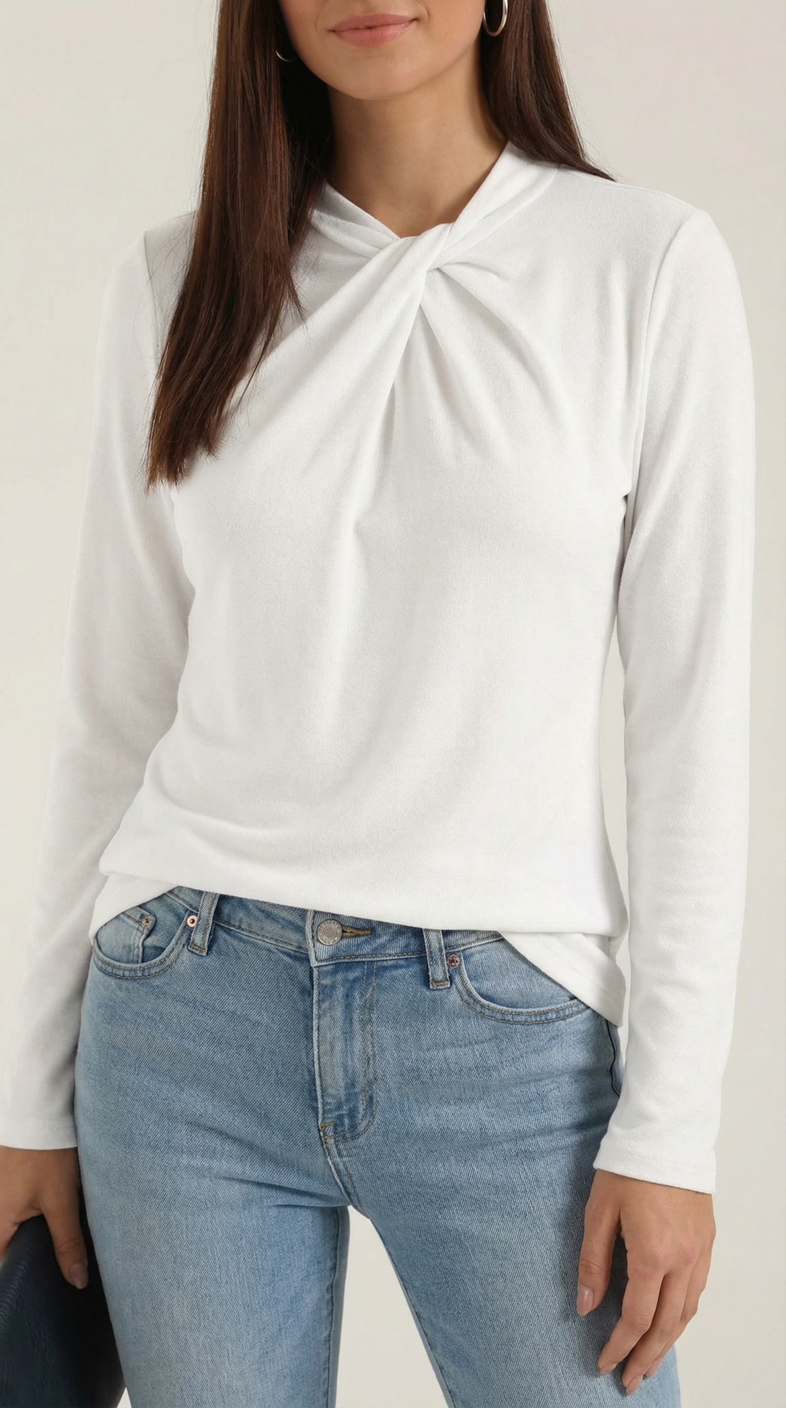 Aurazio Blusa con Nodo al Collo Alto da Donna