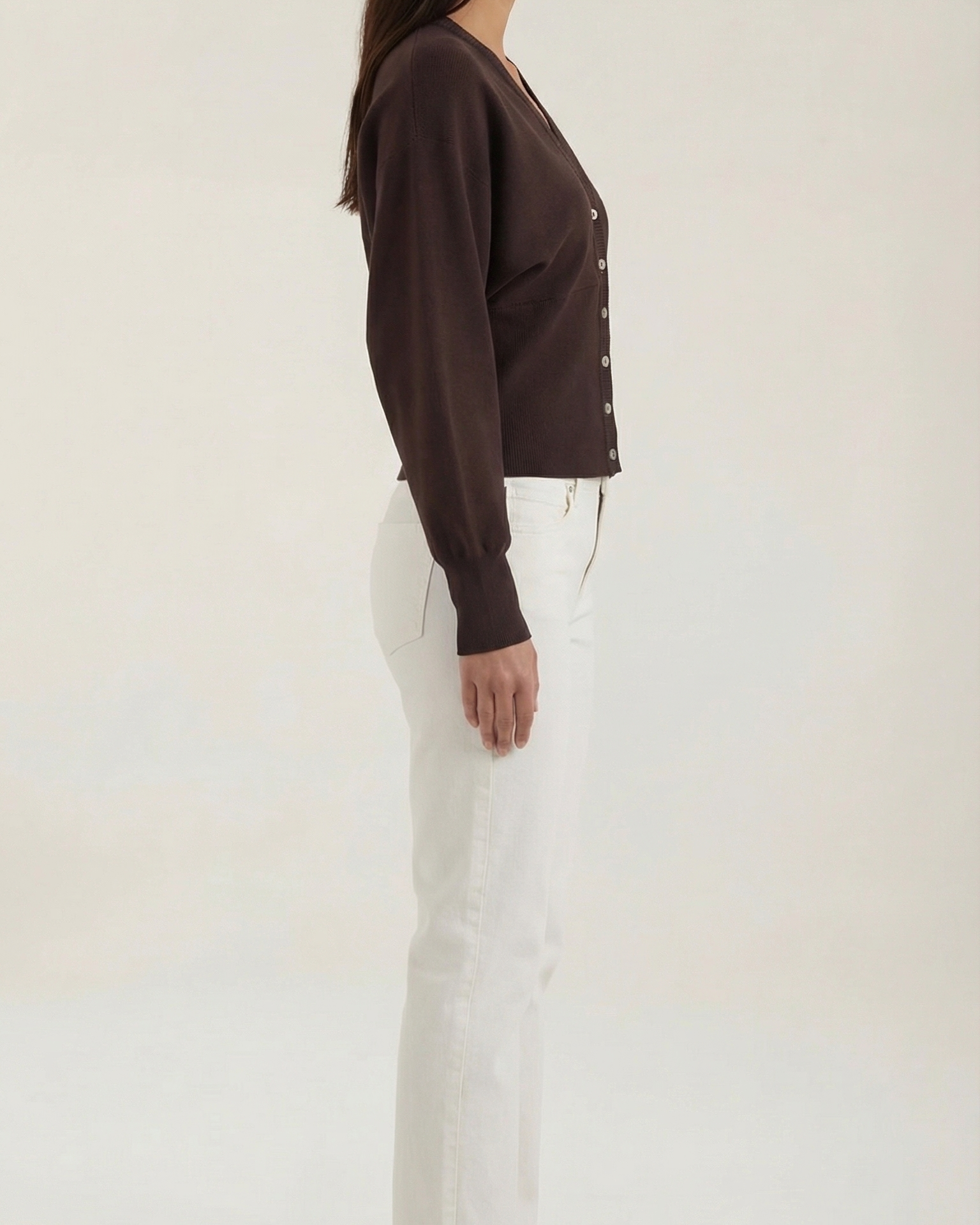 Cardigan Donna in Maglia Scollo a V Profondo Minimalista