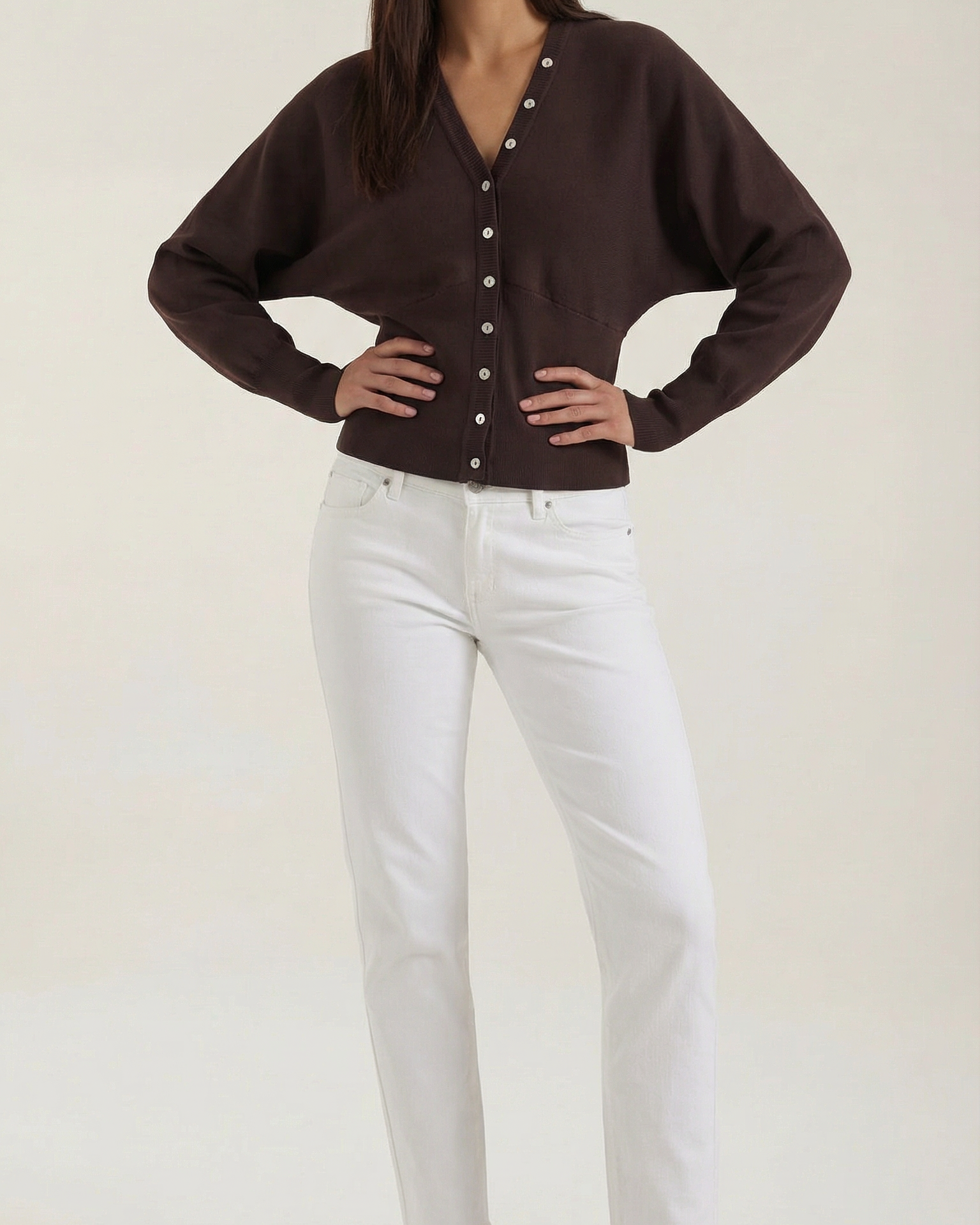Cardigan Donna in Maglia Scollo a V Profondo Minimalista
