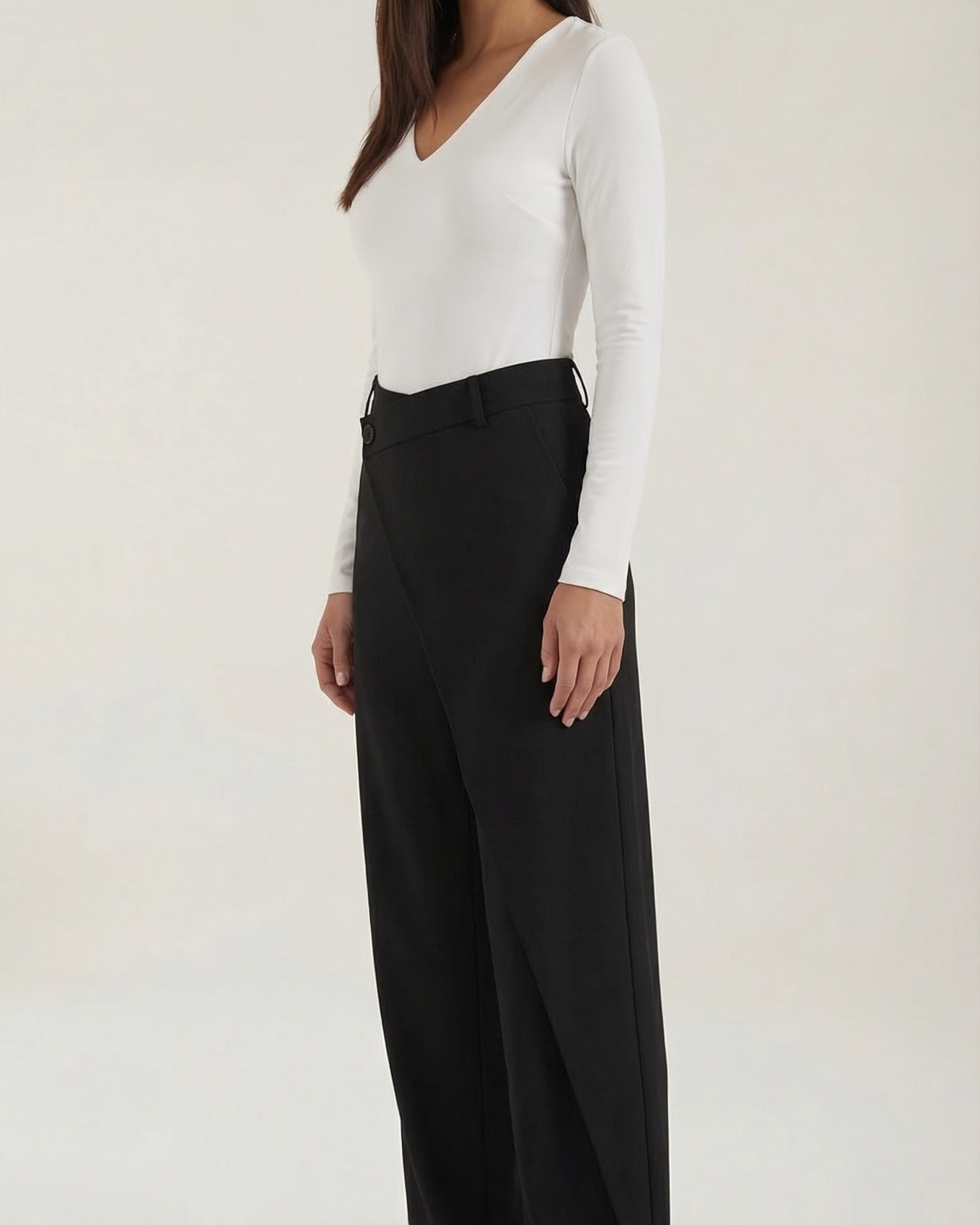 Pantaloni Donna Asimmetrici Architettonici Medio Peso
