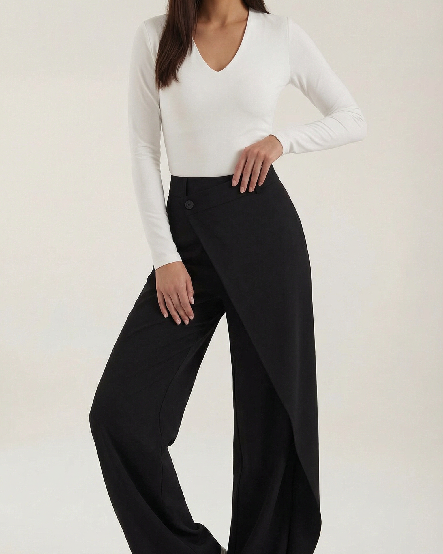 Pantaloni Donna Asimmetrici Architettonici Medio Peso