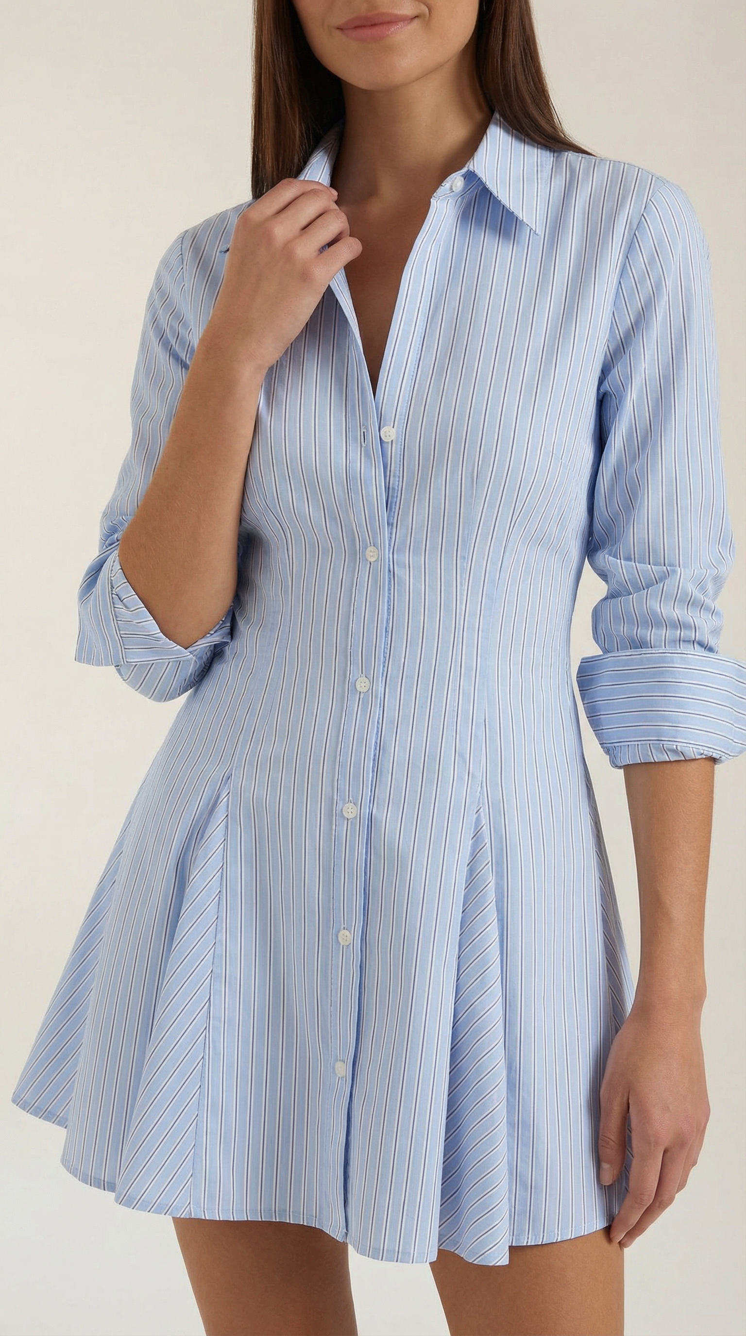 Abito Chemisier Corto Donna a Righe Leggero Fresco