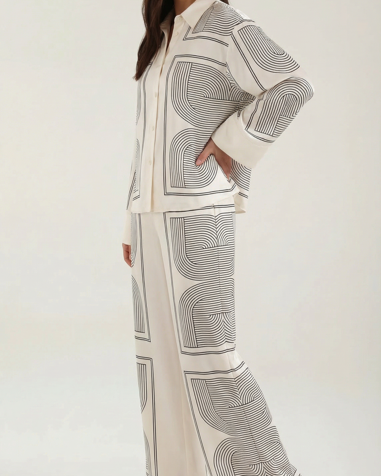 Camicia Donna con Stampa Grafica Colletto Leggera