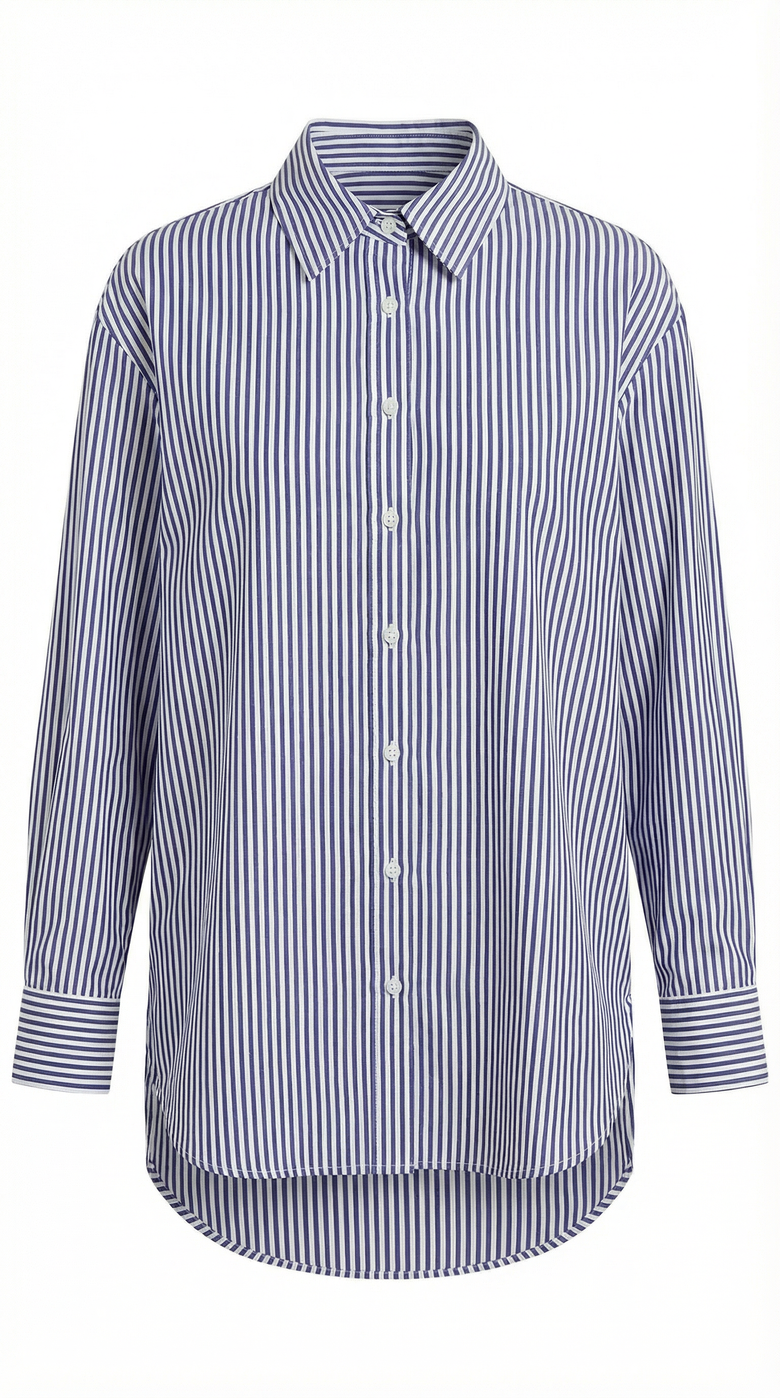 Blusa Donna a Righe Maniche Lunghe in Poplin Elegante