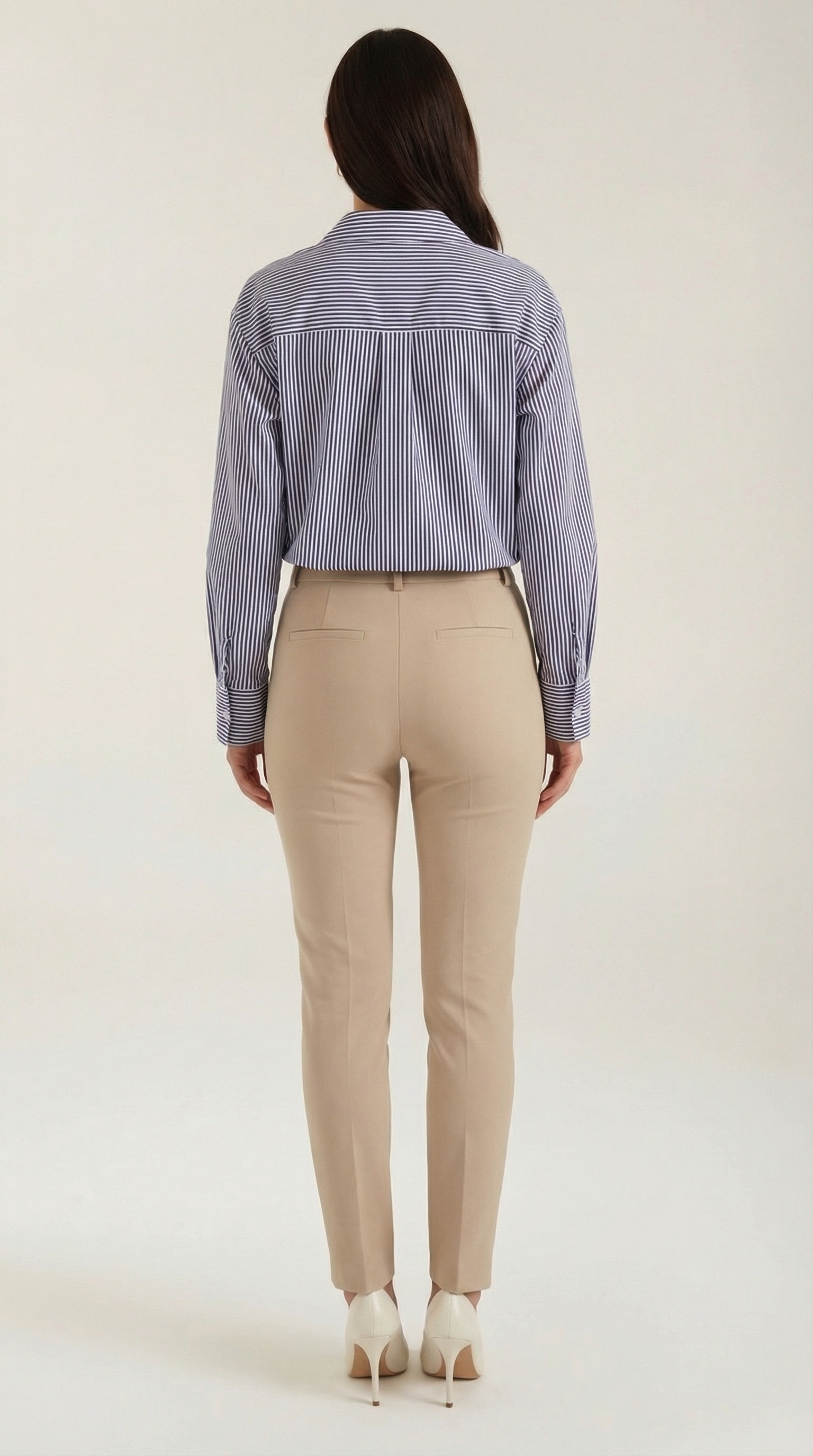 Blusa Donna a Righe Maniche Lunghe in Poplin Elegante