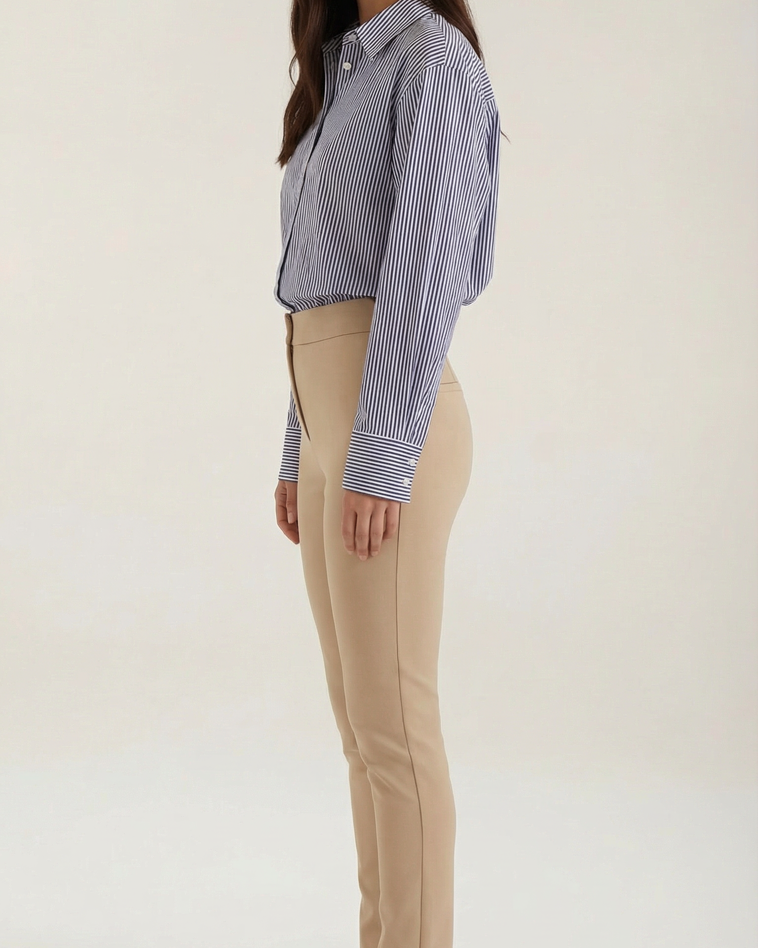 Blusa Donna a Righe Maniche Lunghe in Poplin Elegante