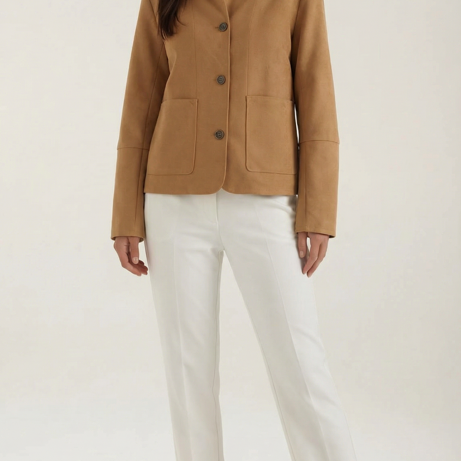 Giacca Donna Bottonata Morbida Cropped Leggera
