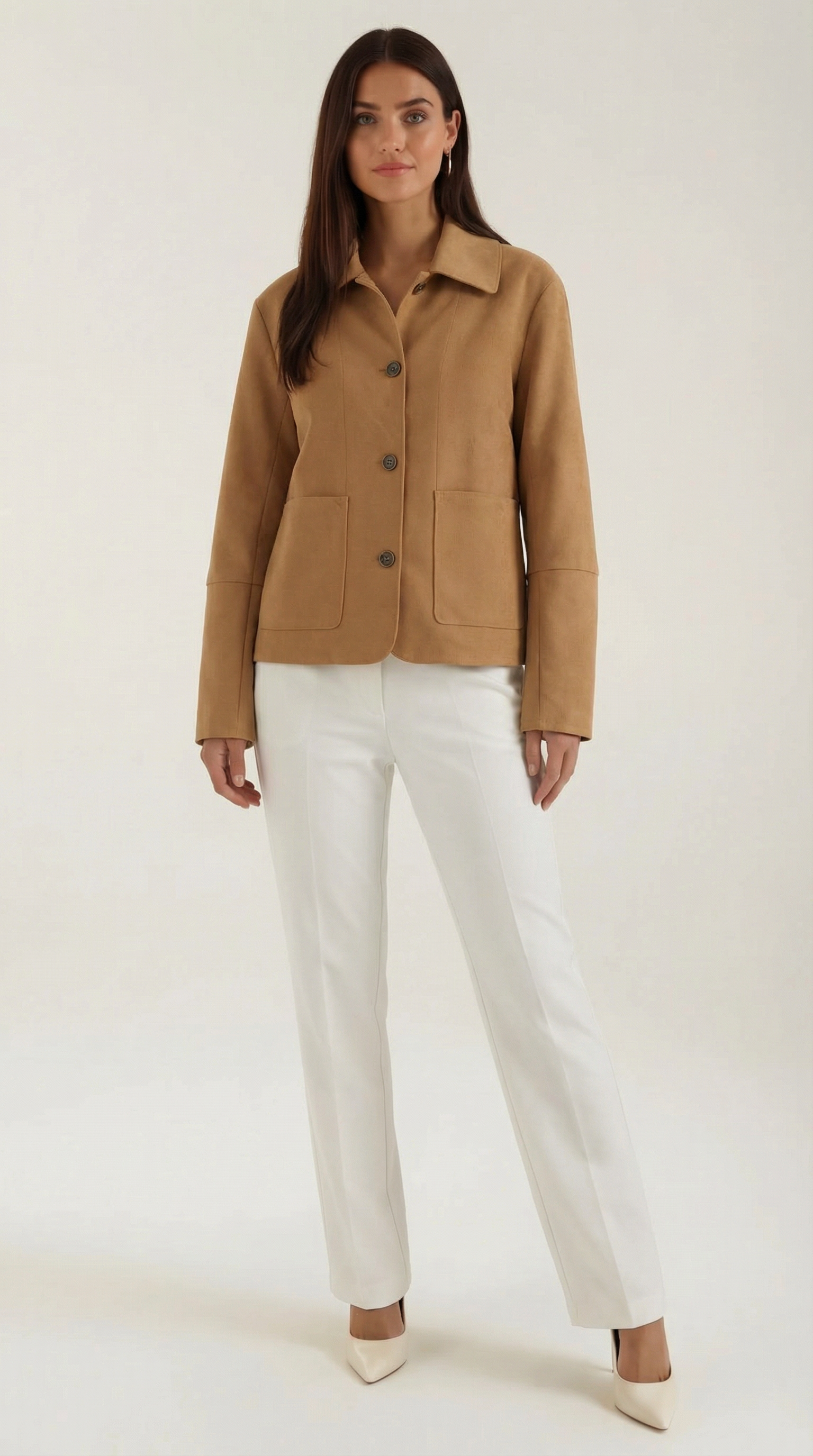 Giacca Donna Bottonata Morbida Cropped Leggera