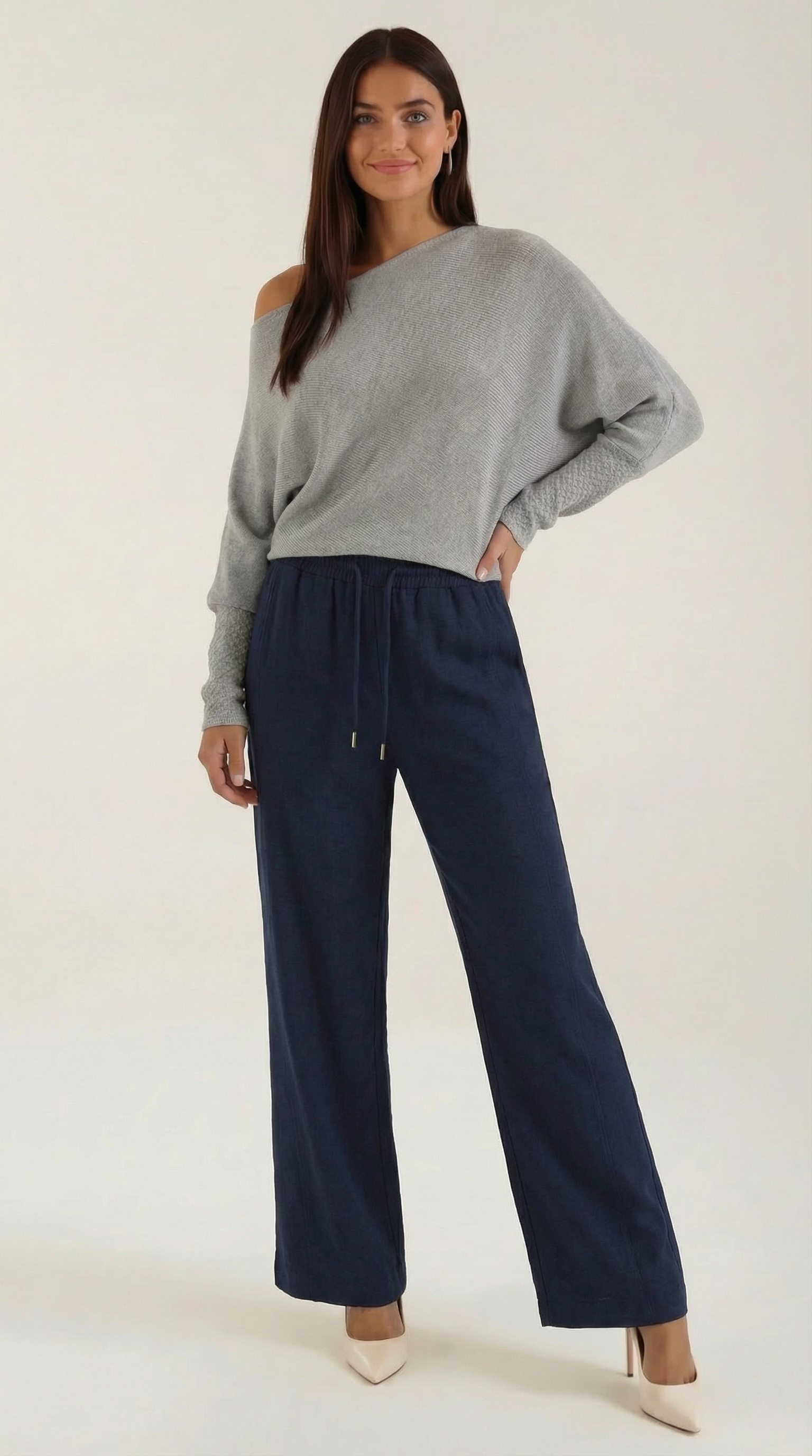 Aurazio Pantaloni Larghi con Coulisse per Donna