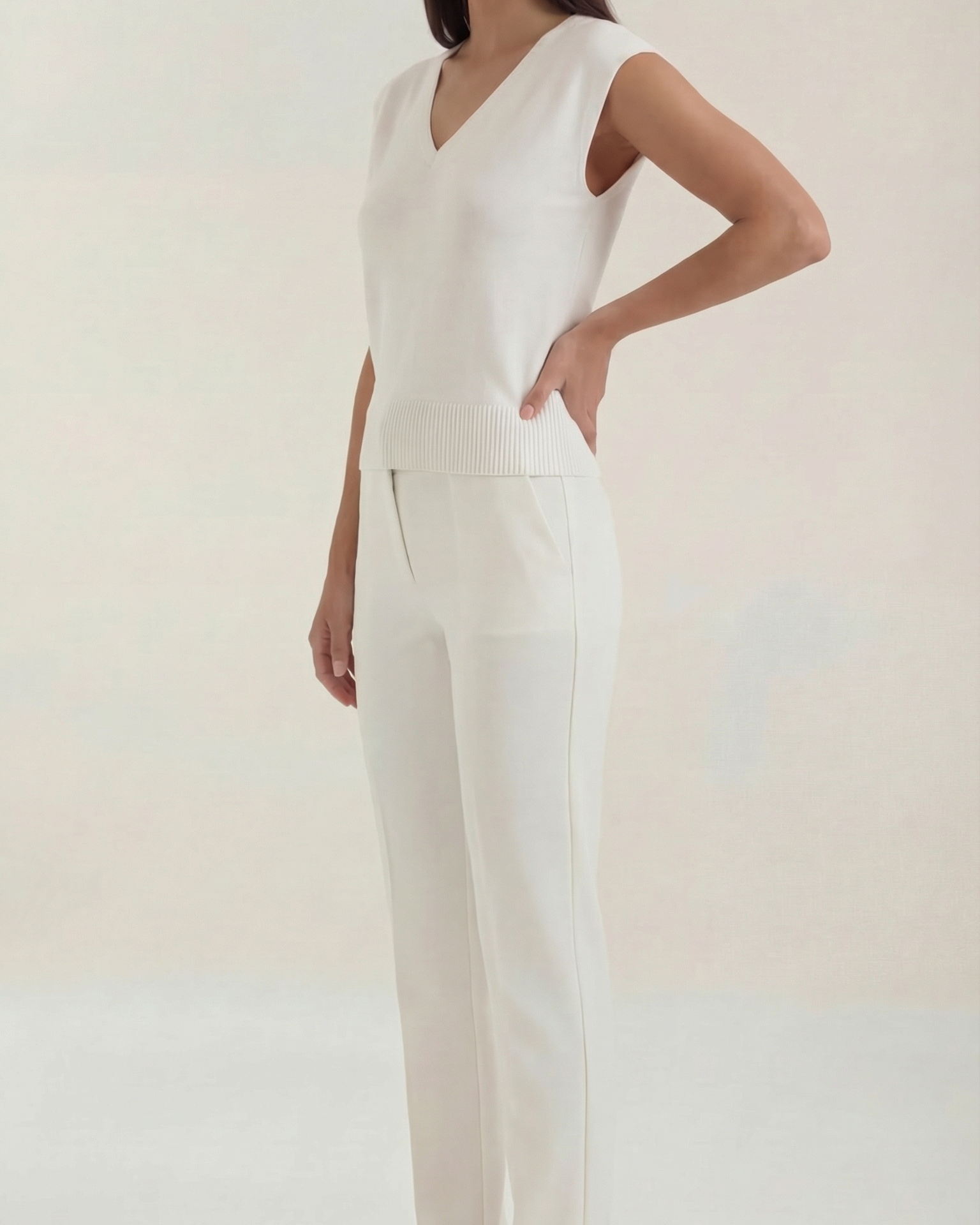 Aurazio Maglia a Costine con Scollo a V da Donna