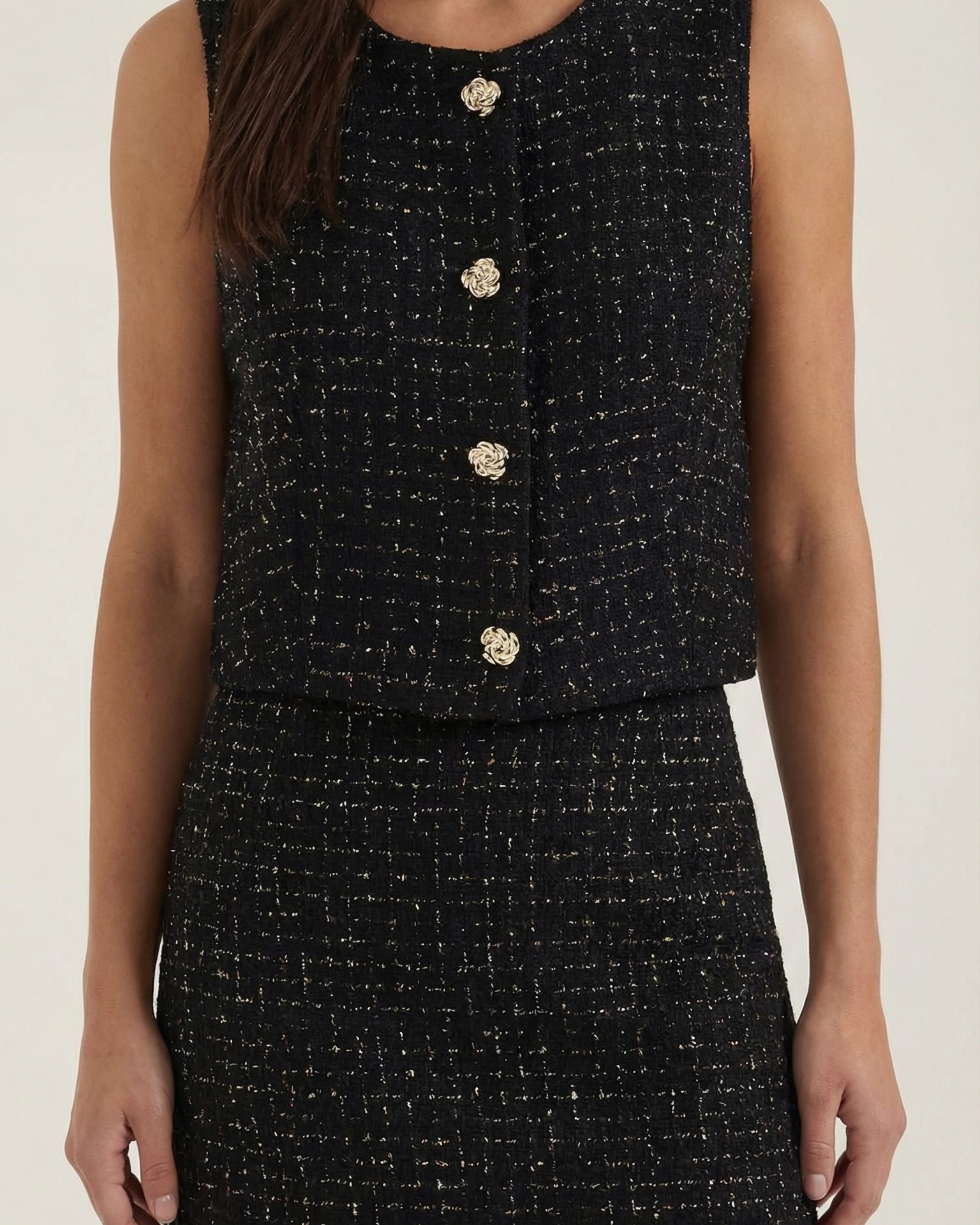 Gilet Corto Donna in Tweed Filamenti Metallici Elegante