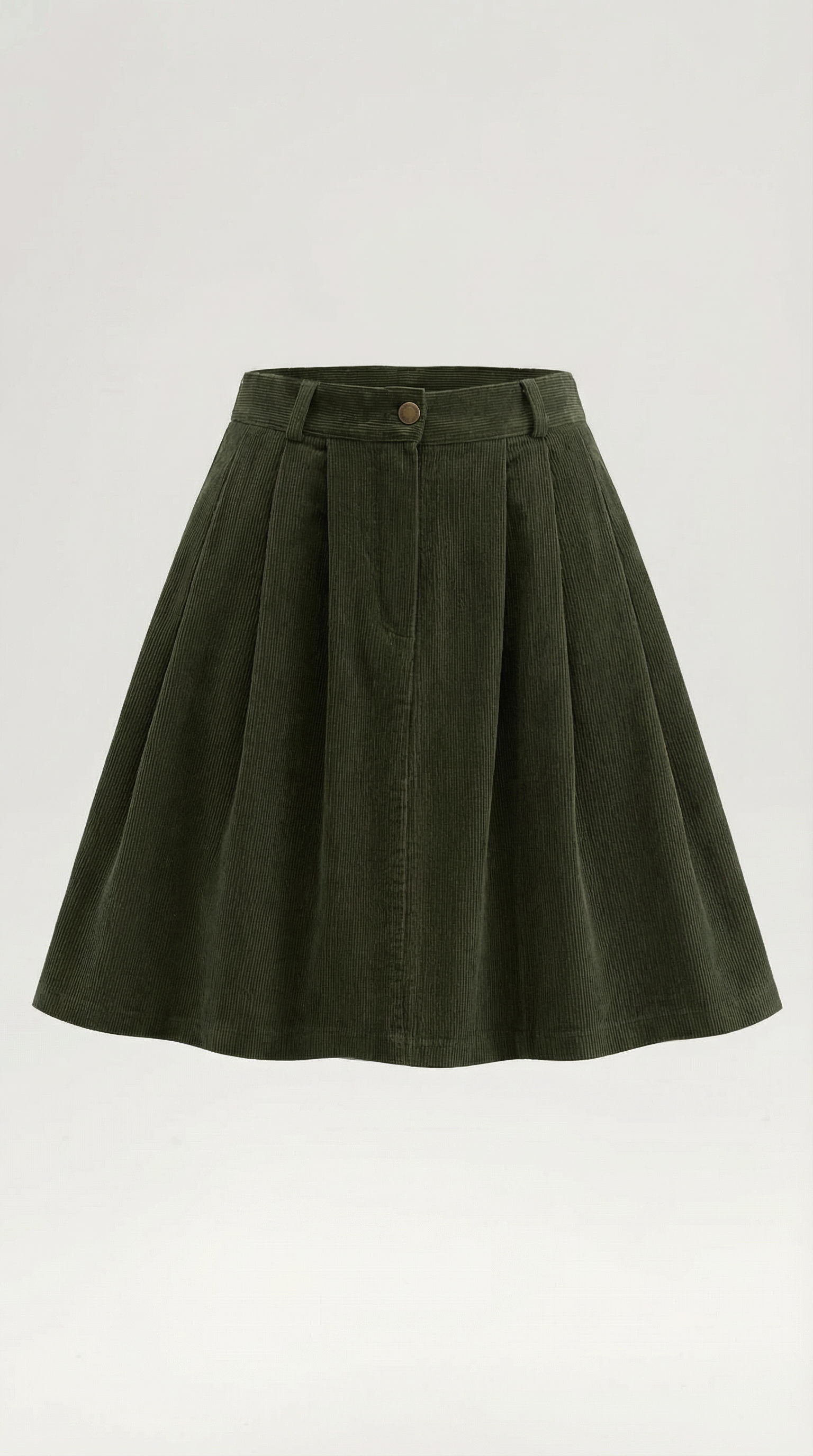 Gonna Donna Plissettata a Linea A in Velluto Corduroy