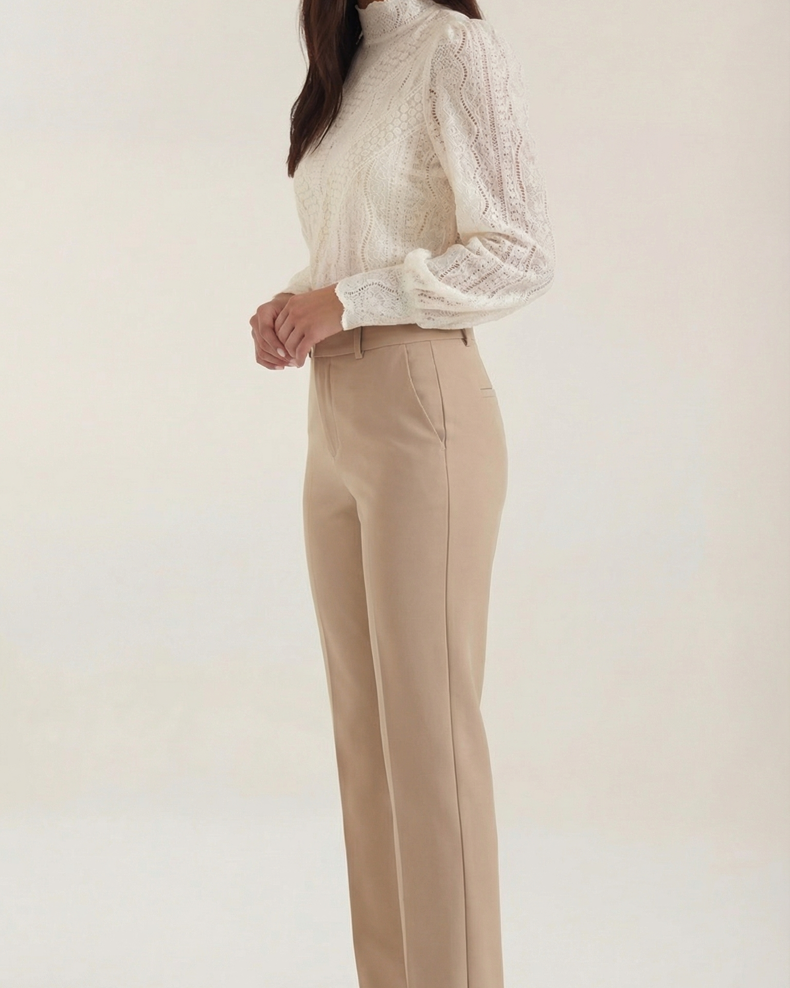 Blusa Donna Texturata Effetto Pizzo Maniche Lunghe Romantica