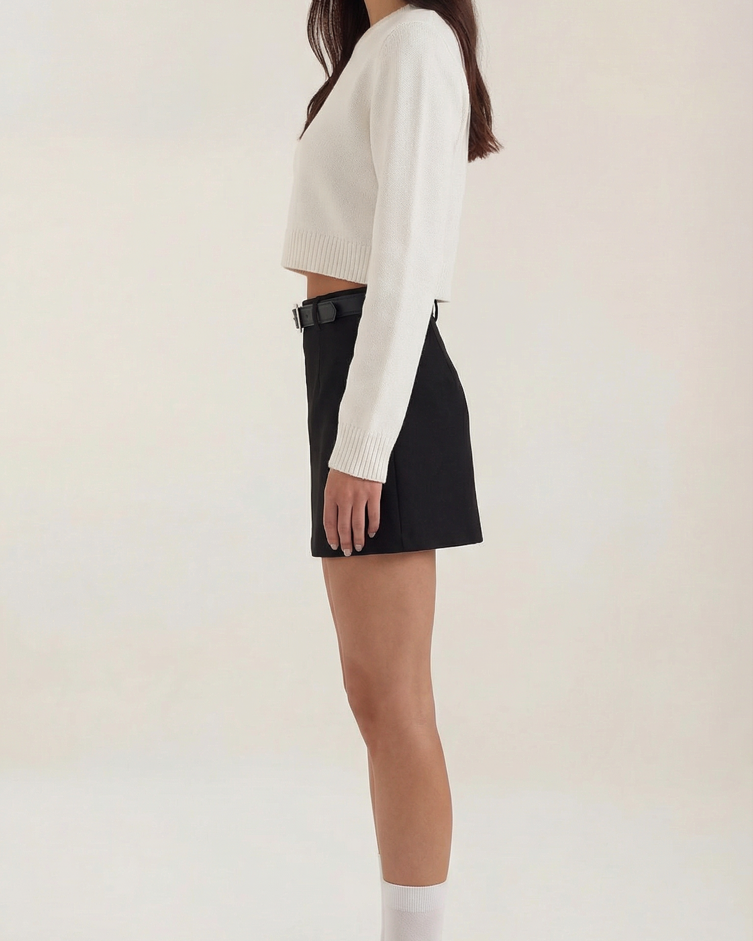 Minigonna Donna Vita Alta con Cintura e Shorts Interni