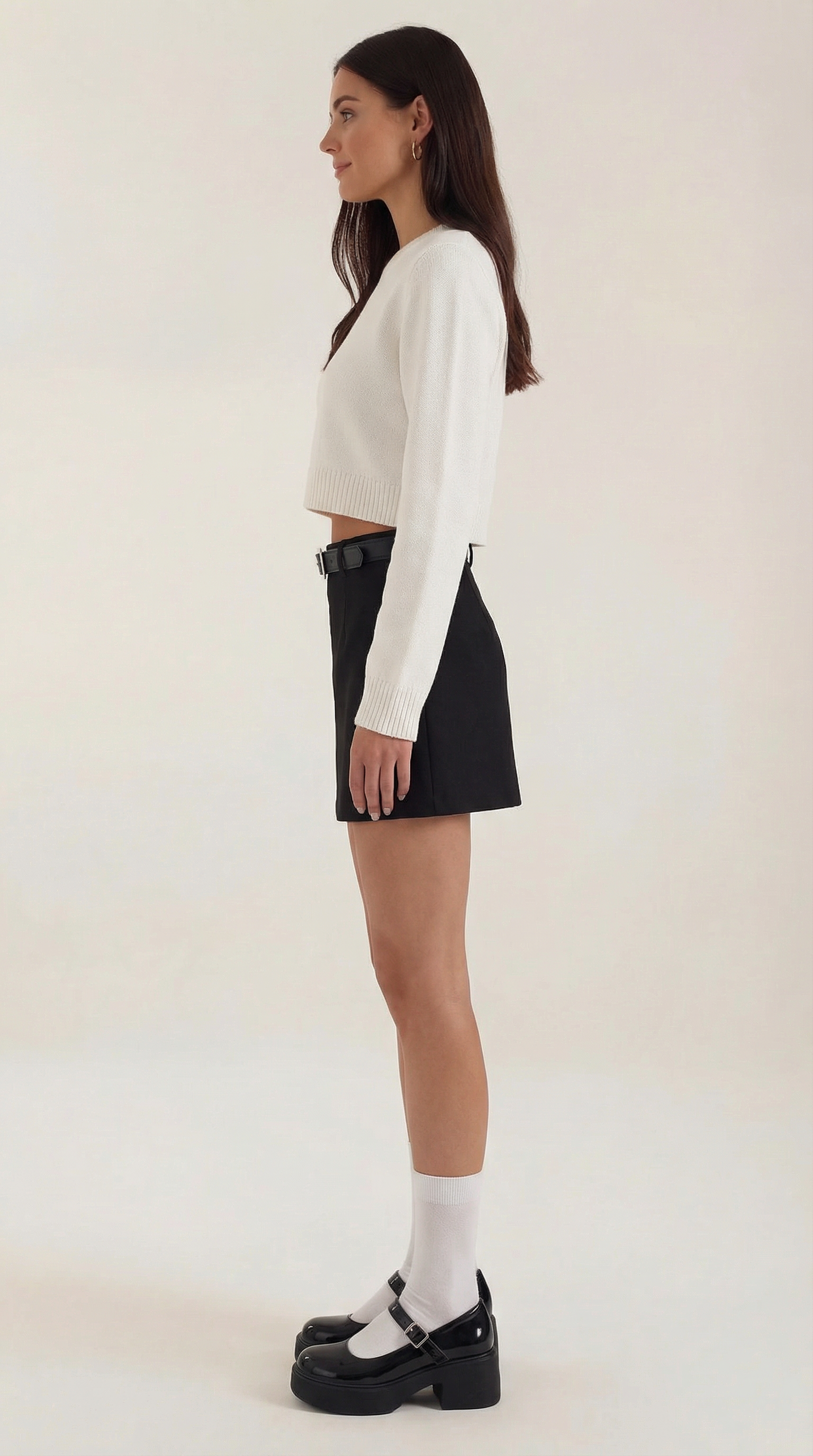 Minigonna Donna Vita Alta con Cintura e Shorts Interni