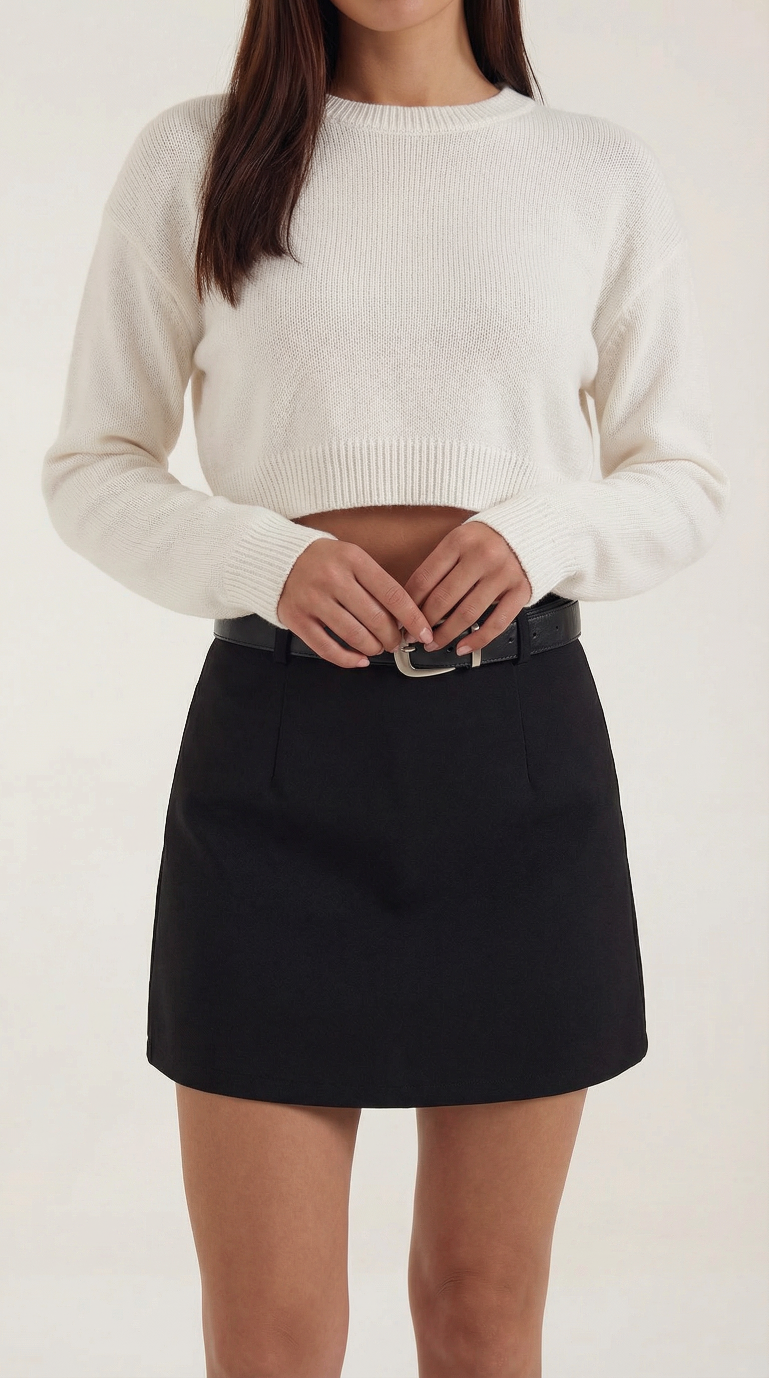 Minigonna Donna Vita Alta con Cintura e Shorts Interni