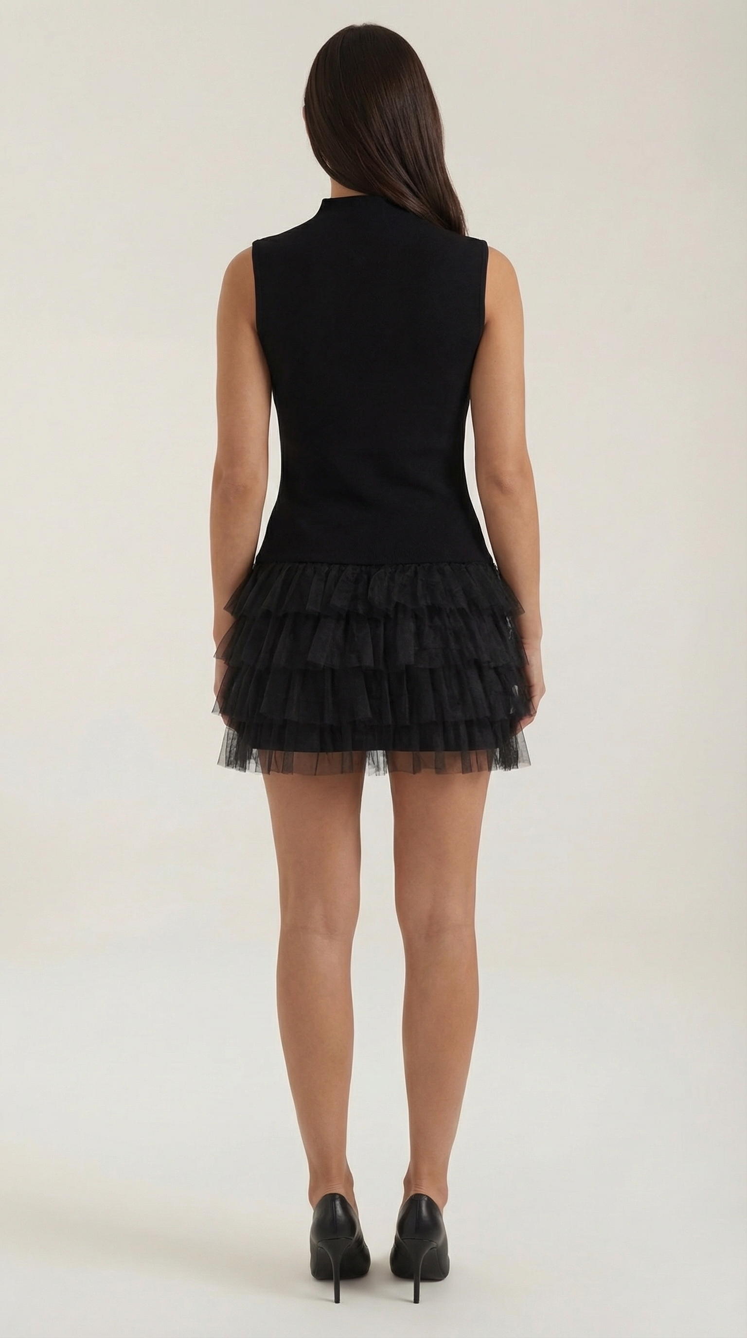 Aurazio Vestito Mini Collo Alto in Tulle per Donna