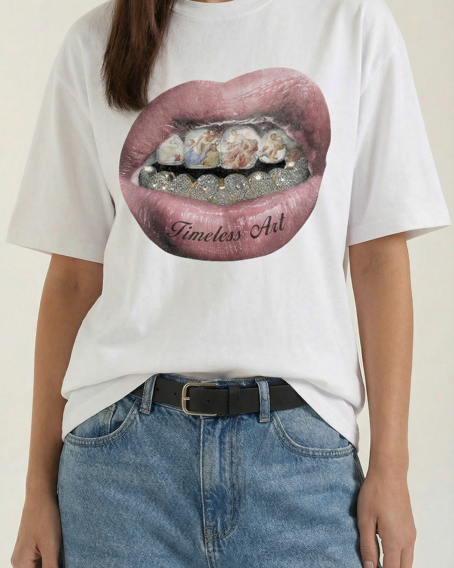 Aurazio Maglietta Oversize Grafica da Donna