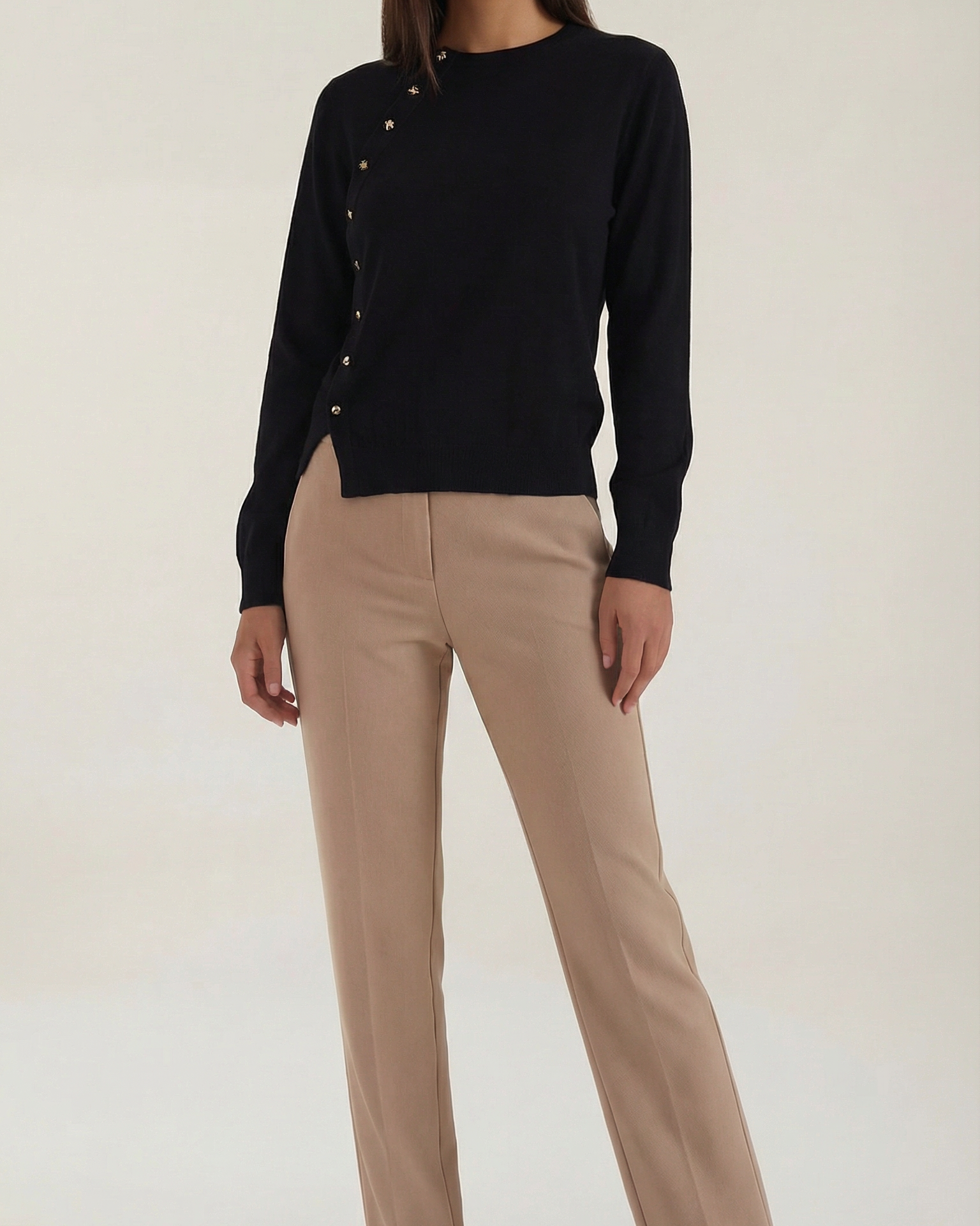 Aurazio Maglia Asimmetrica con Bottoni da Donna