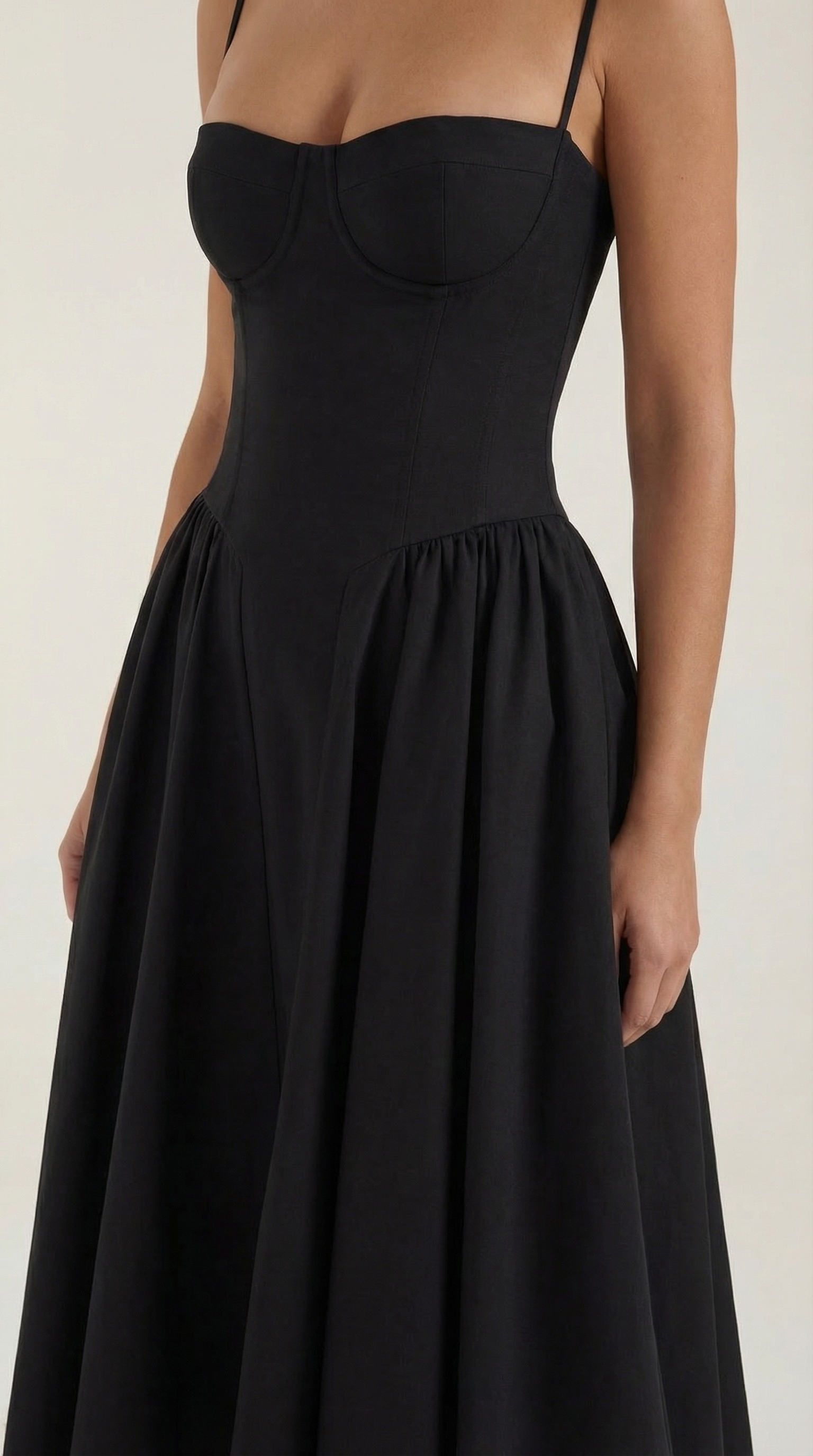 Abito Midi Donna con Corsetto Scollo a Cuore Cottage Core