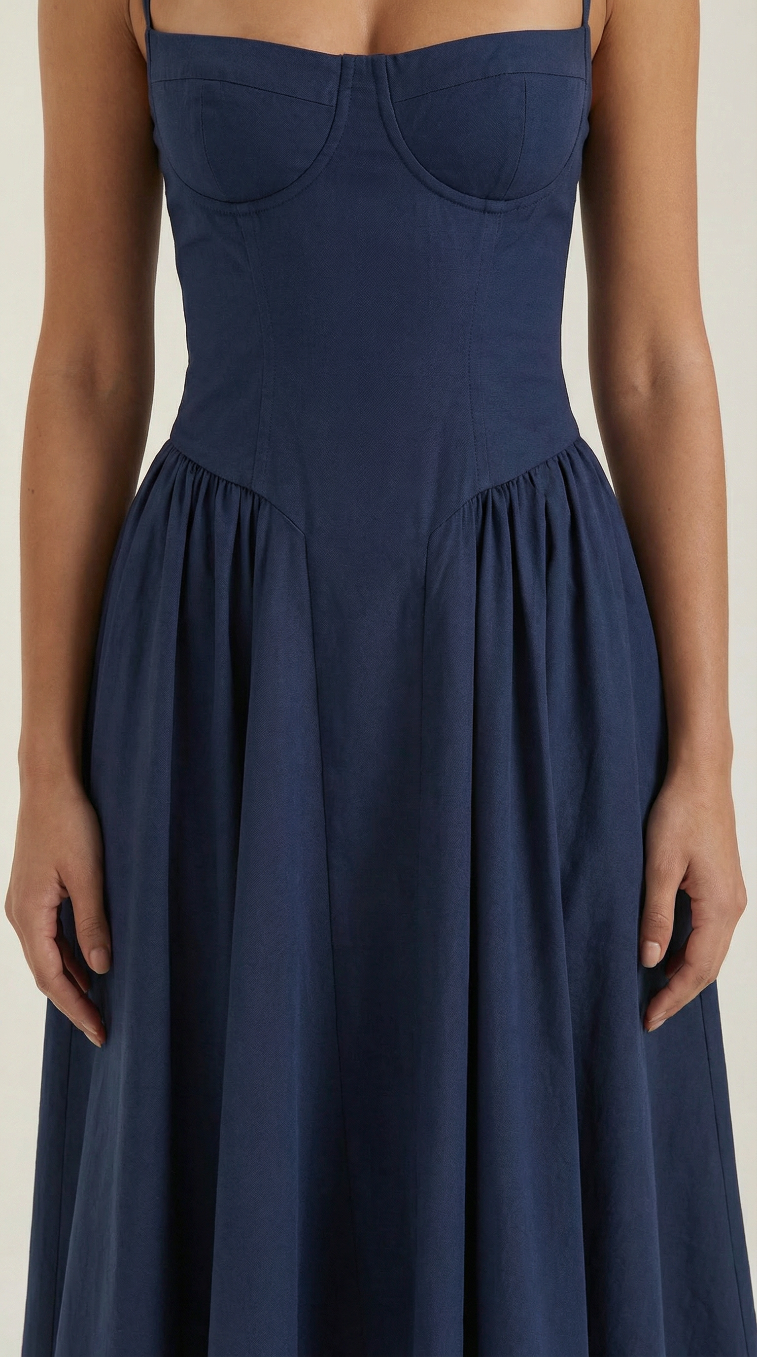 Abito Midi Donna con Corsetto Scollo a Cuore Cottage Core