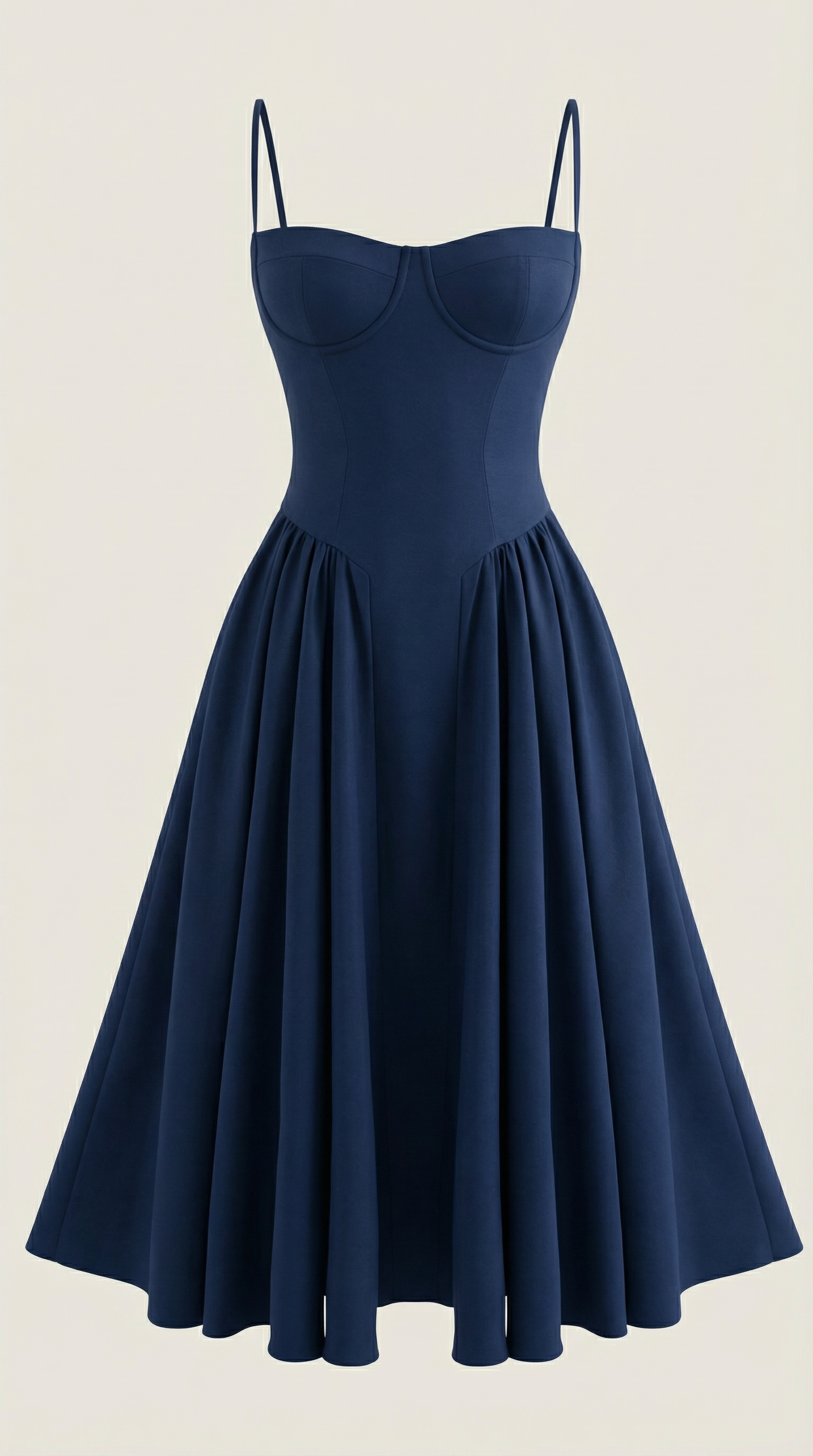 Abito Midi Donna con Corsetto Scollo a Cuore Cottage Core