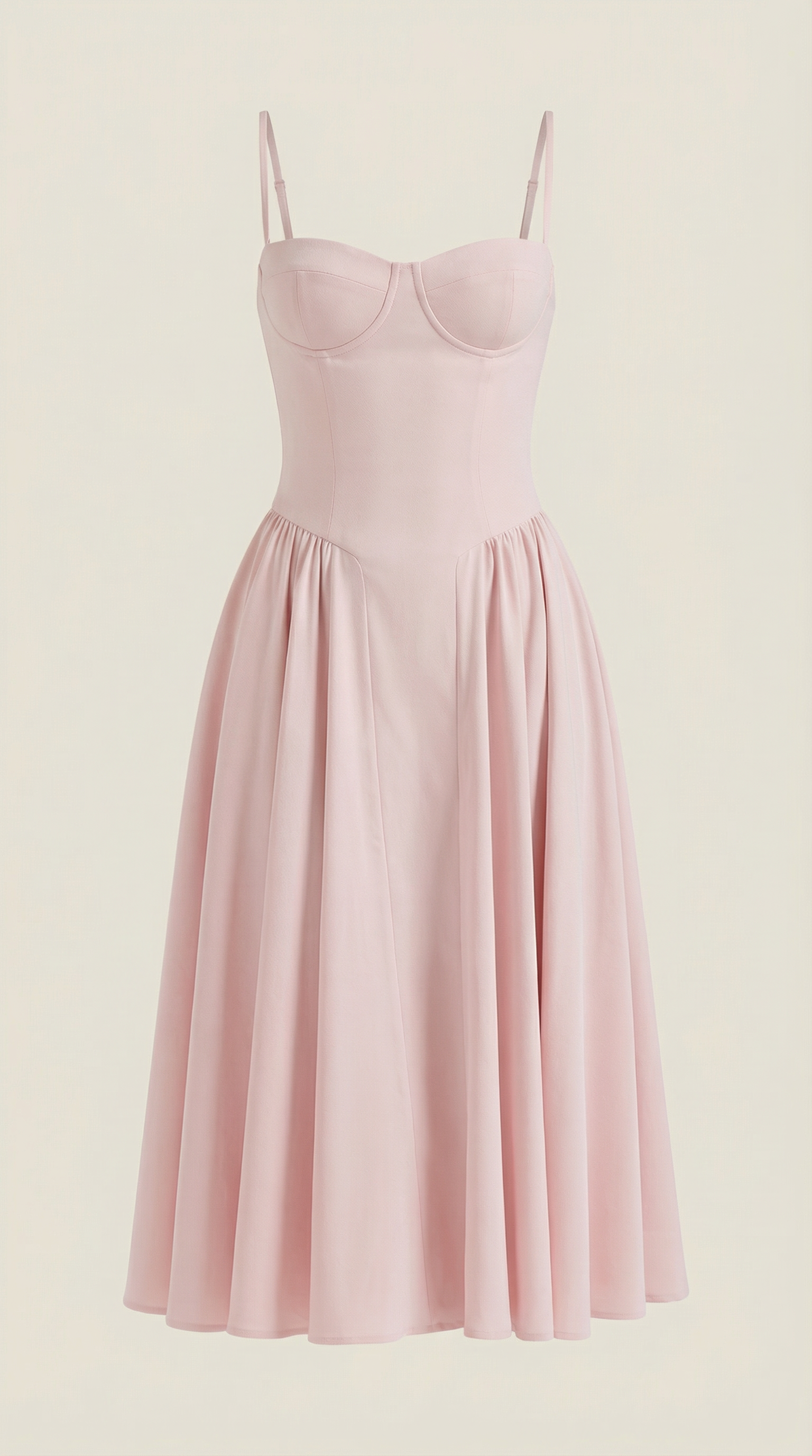 Abito Midi Donna con Corsetto Scollo a Cuore Cottage Core