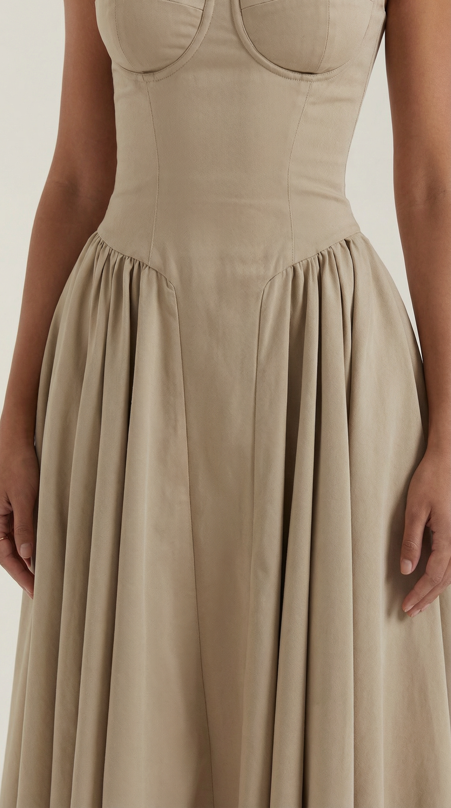 Abito Midi Donna con Corsetto Scollo a Cuore Cottage Core